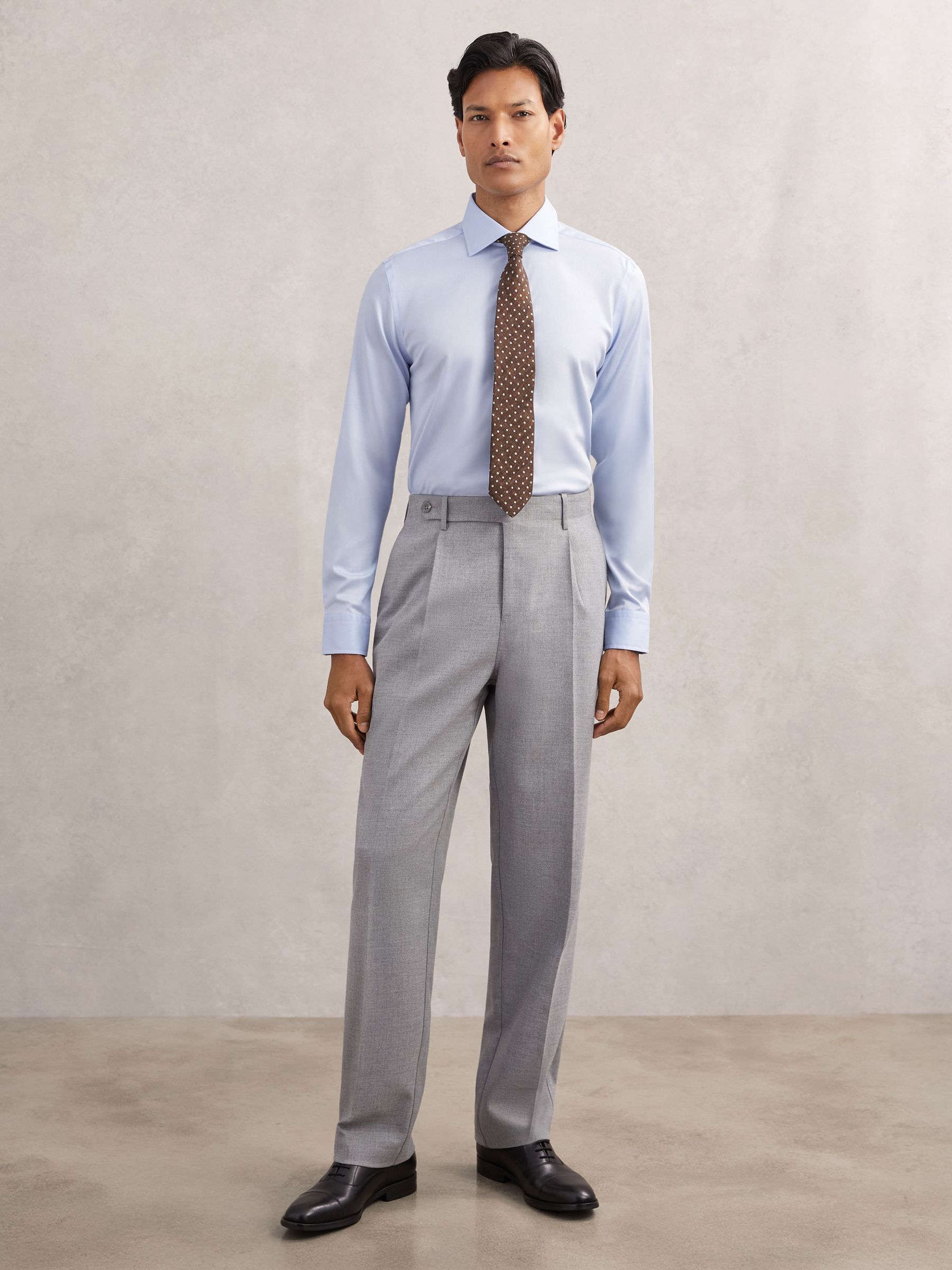 Slim-Fit Baumwoll-Tencel-Stretchhemd in Zartem Blau - Bild 3 von 8