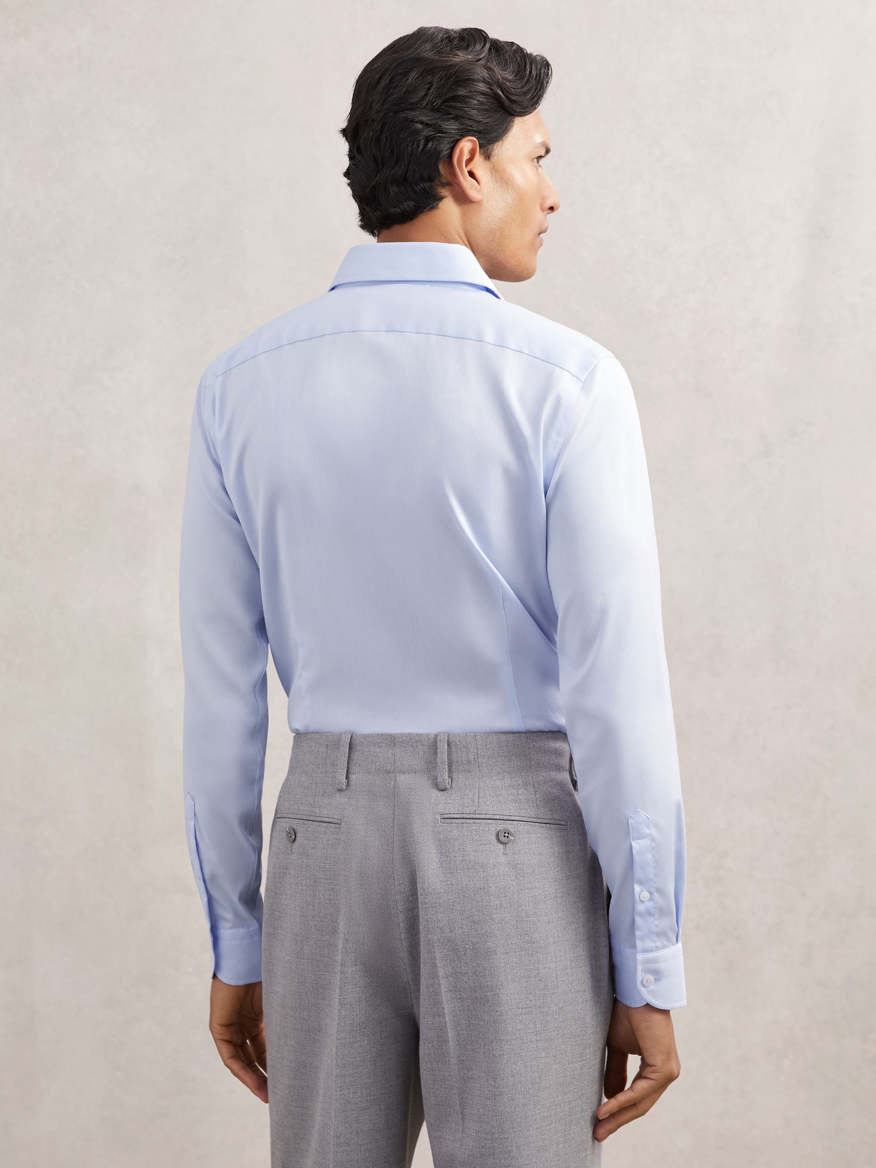 Slim Fit Cotton-Blend Stretch Shirt in Soft Blue - image 5