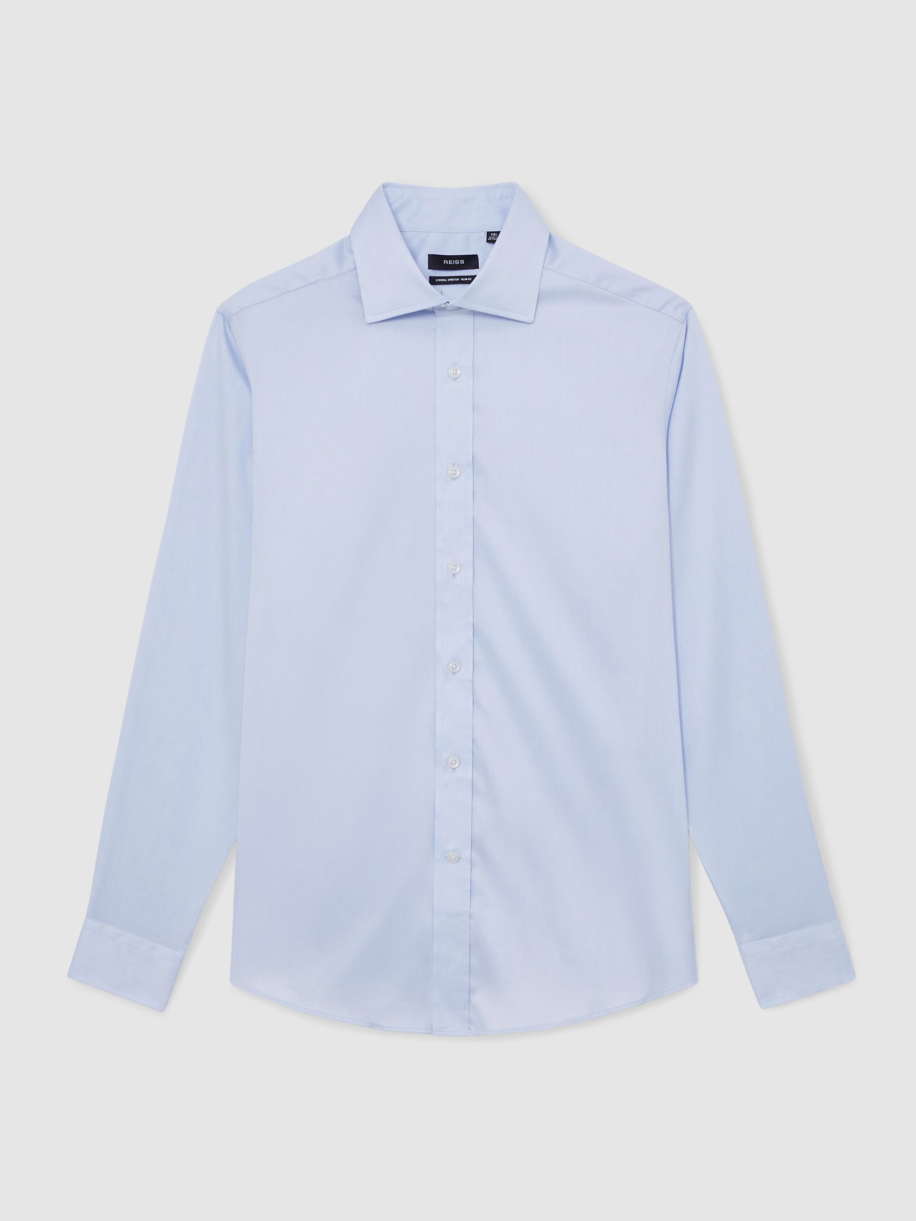 Slim Fit Cotton-Blend Stretch Shirt in Soft Blue - image 2