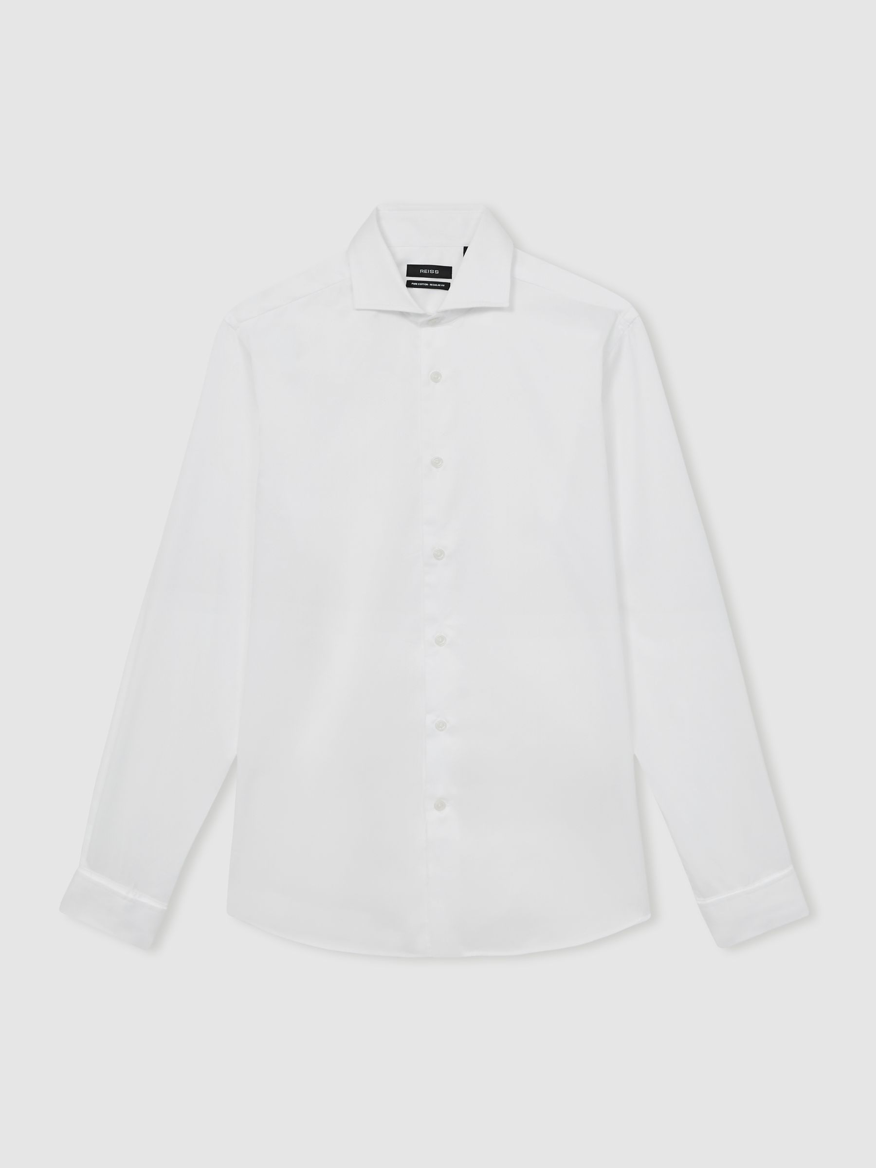 Slim Fit Cotton Double-Cuff Shirt in White - Image 2 of 9