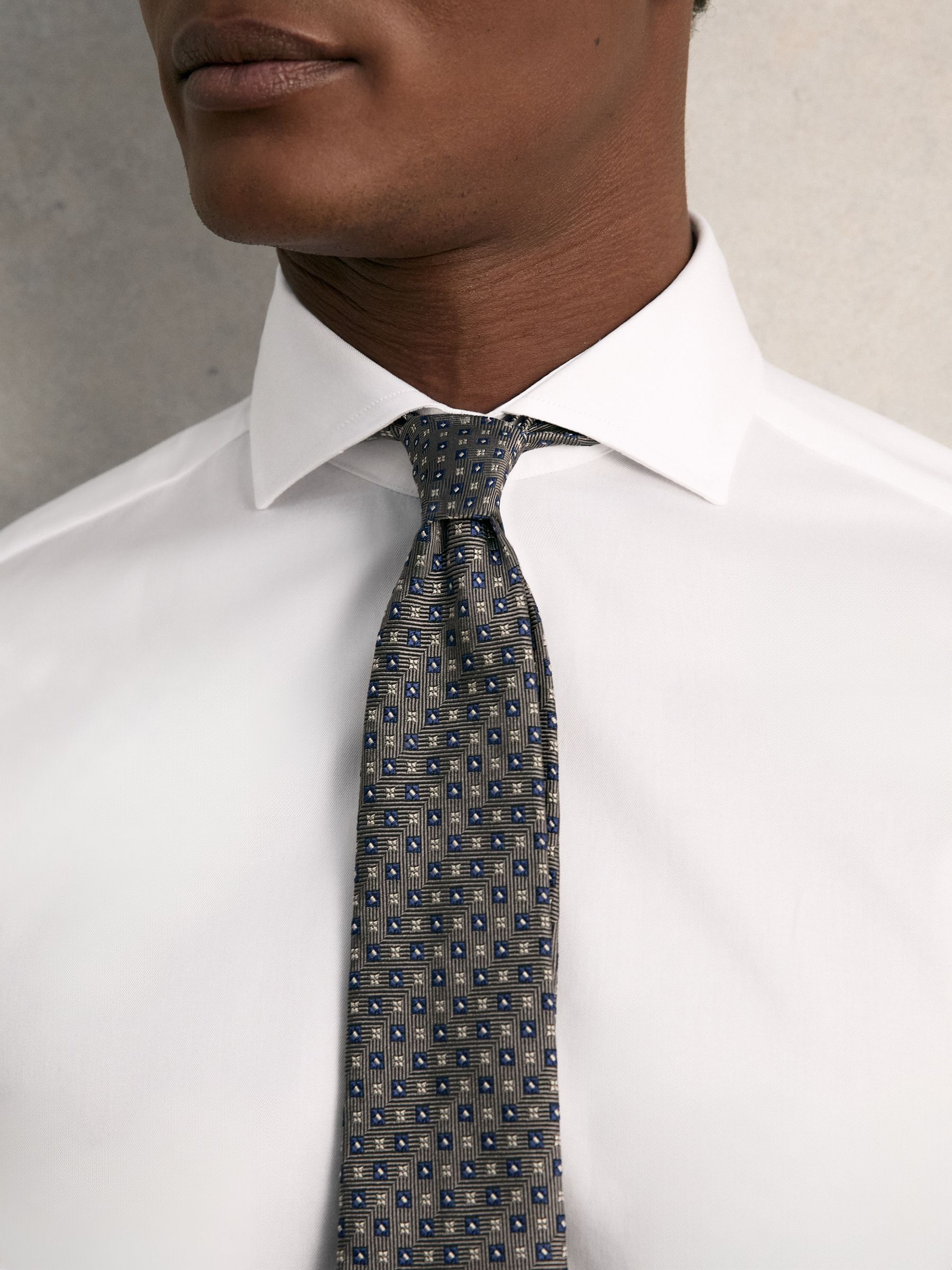 Slim Fit Cotton Double-Cuff Shirt in White - image 5