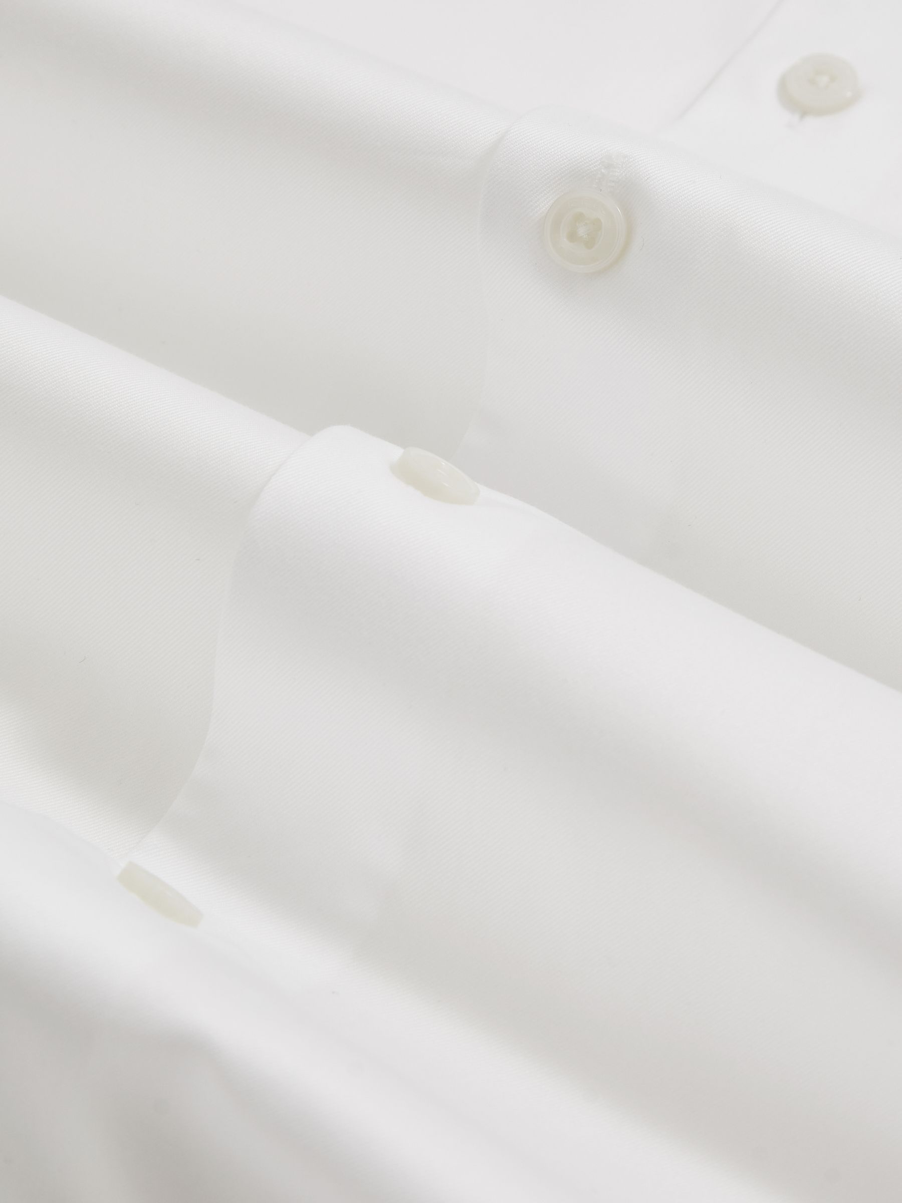 Slim Fit Cotton Double-Cuff Shirt in White - Image 9 of 9
