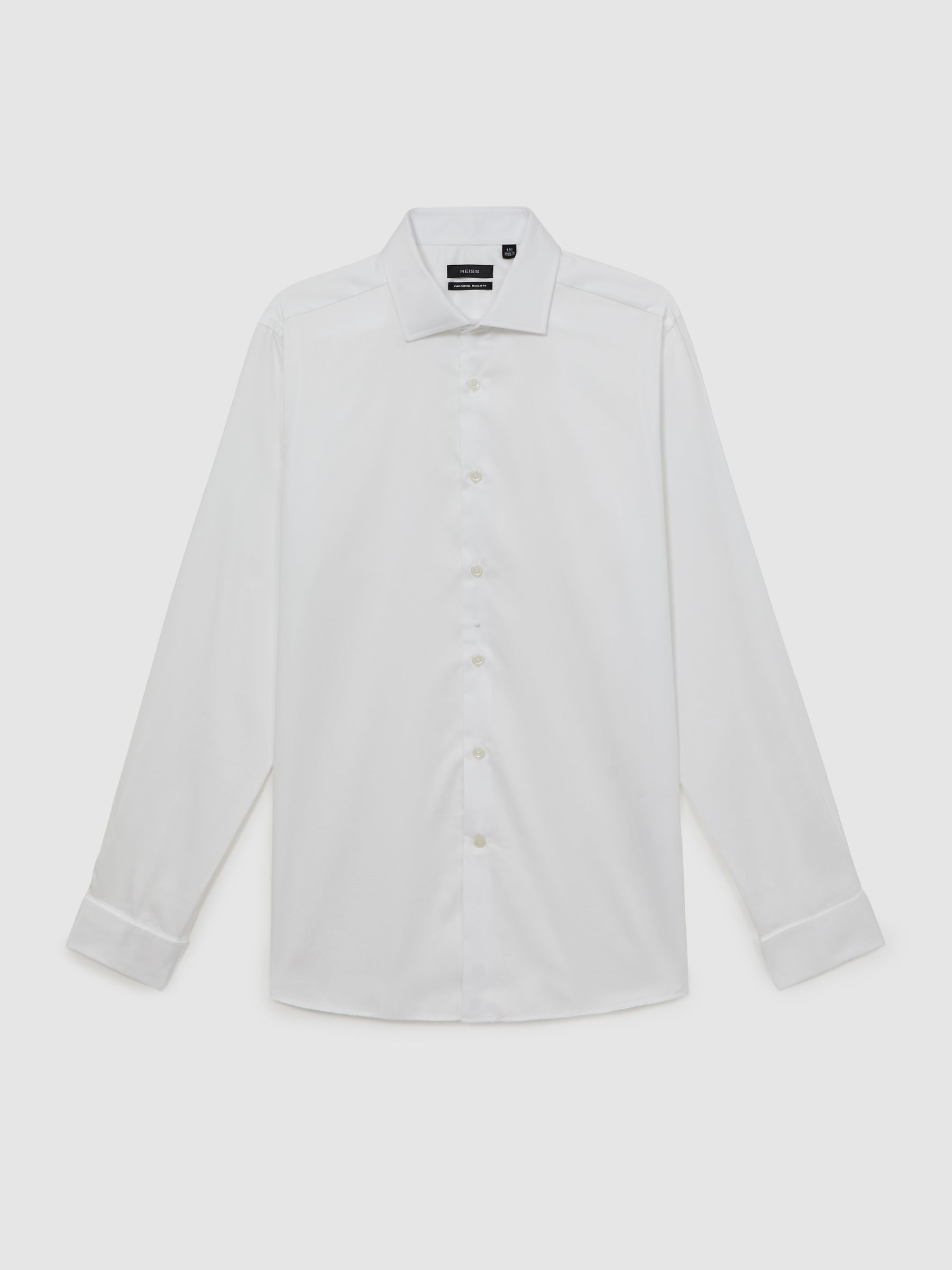 Regular Fit Cotton-Sateen Shirt in White - Image 2 of 6