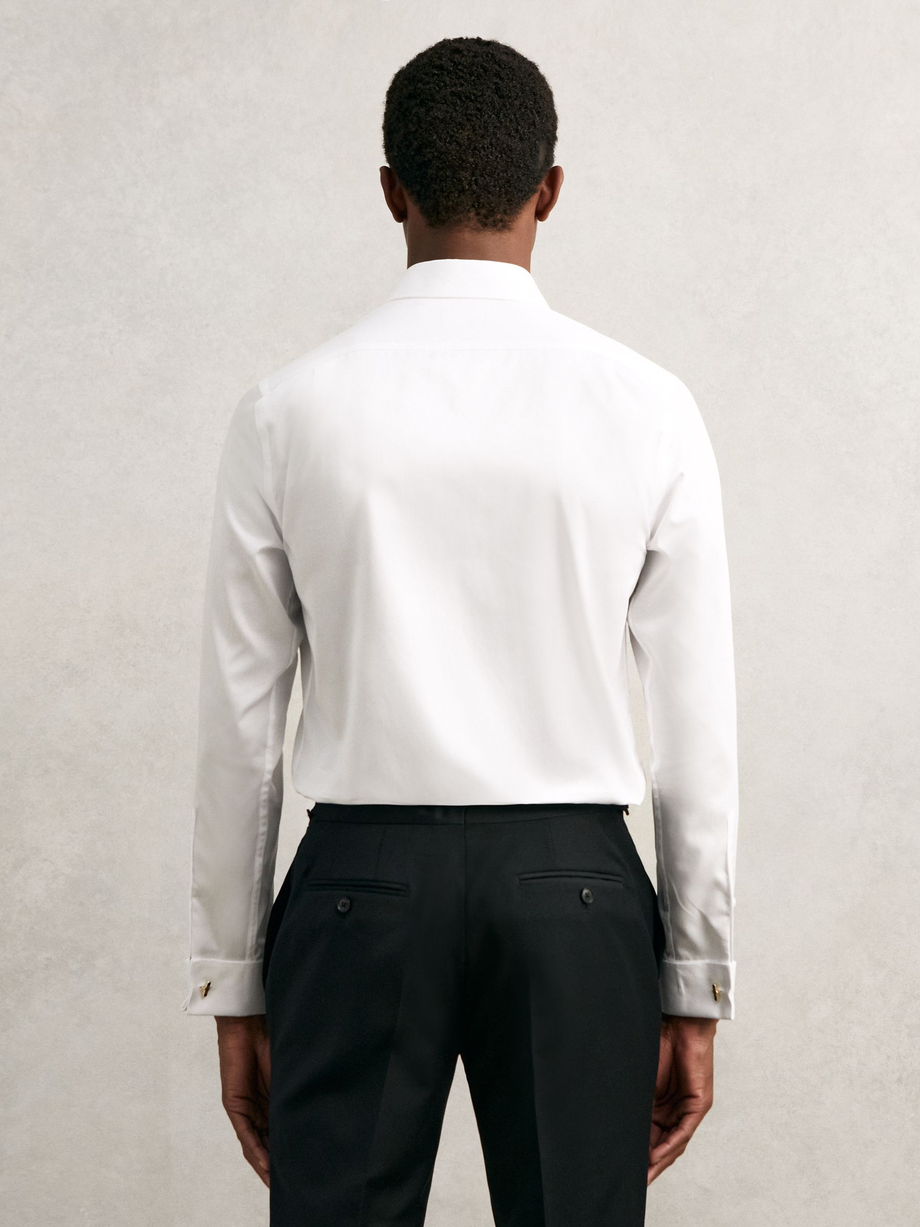 Regular Fit Regular-Fit Cotton-Satin Stripe Shirt in White - image 4