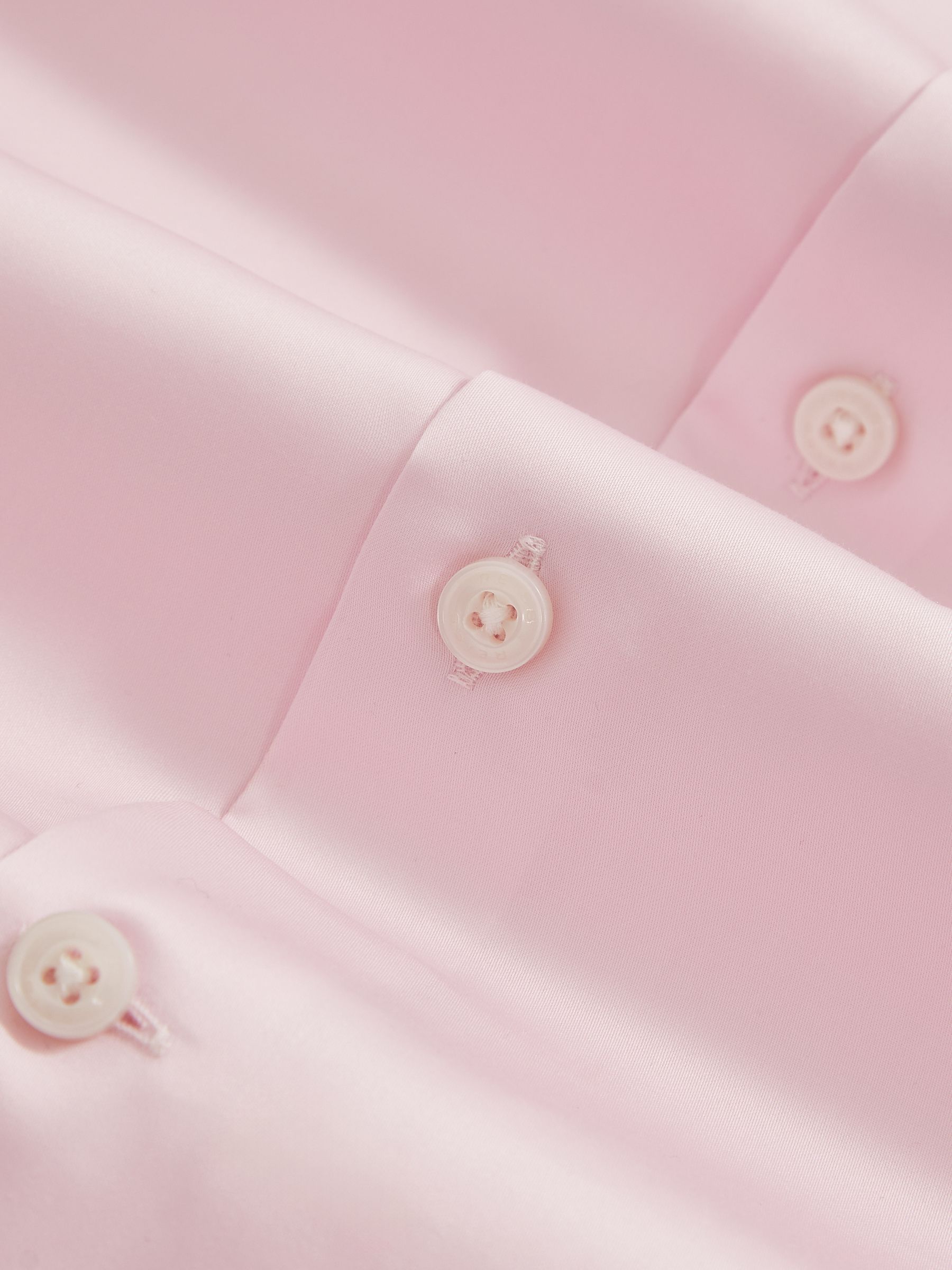 Regular Fit Cotton-Satin Cutaway-Collar Shirt in Pink - image 2