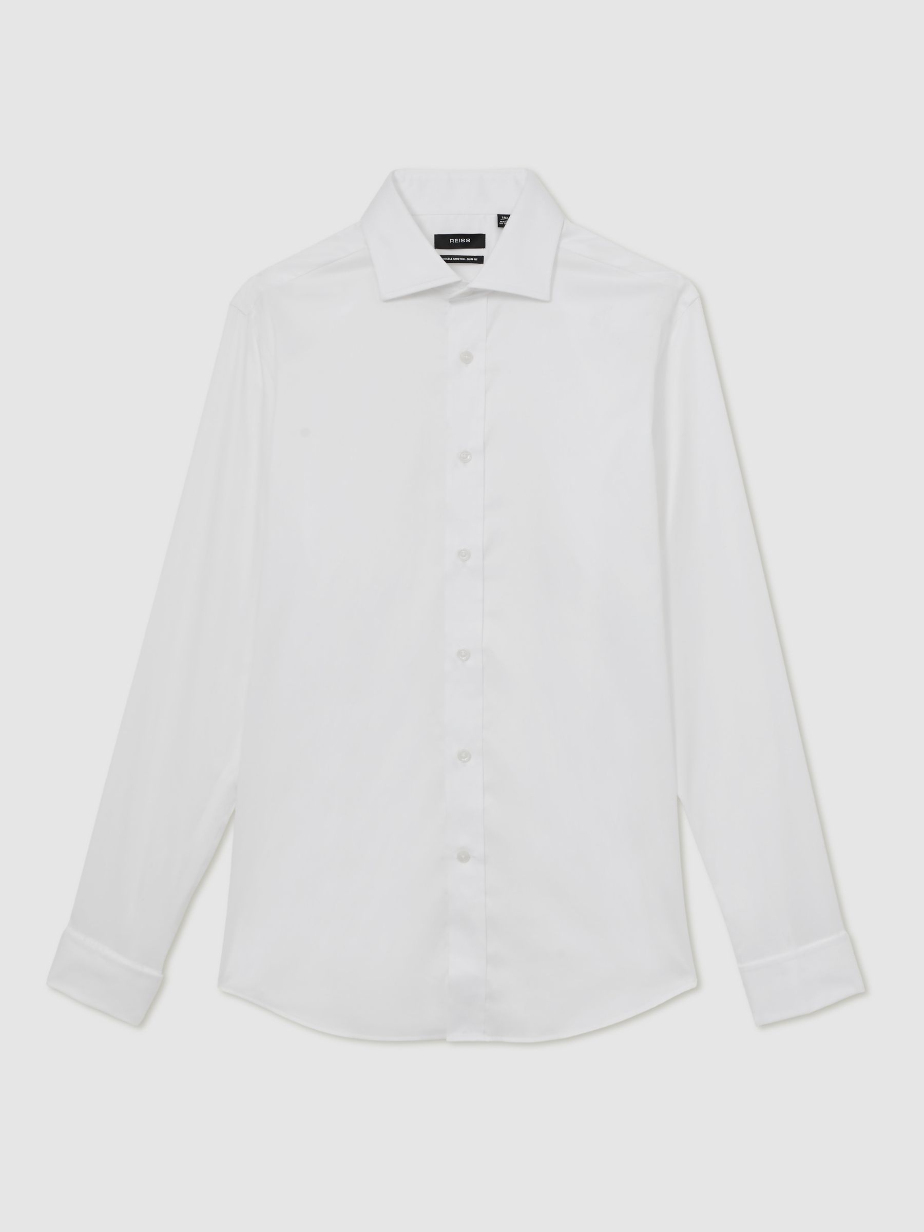Slim Fit Stretch Double-Cuff Shirt Cotton-Blend in White - Image 2 of 8