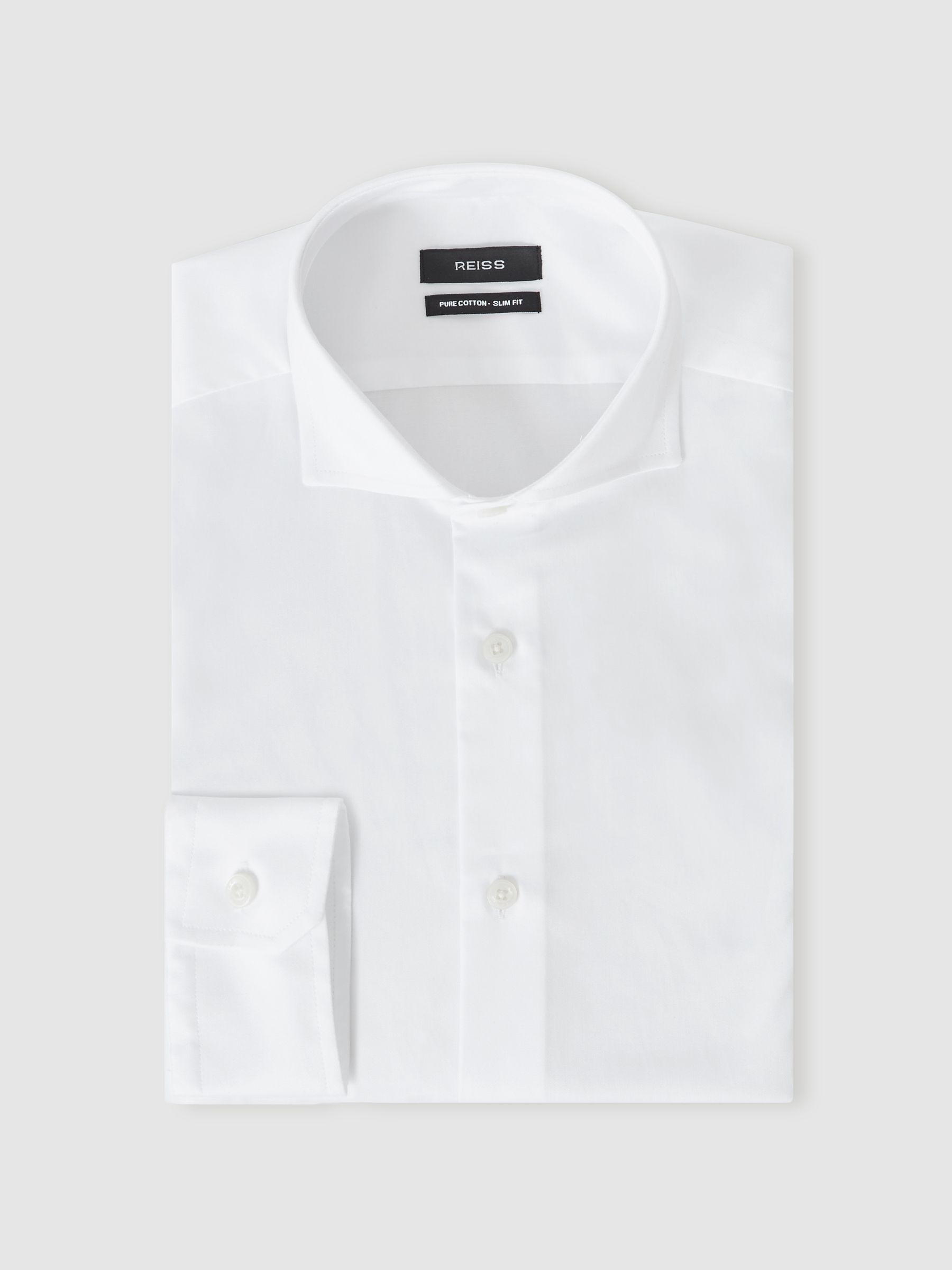 Slim Fit Cotton-Twill Two-Fold Shirt Slim-Fit in White - Image 2 of 8