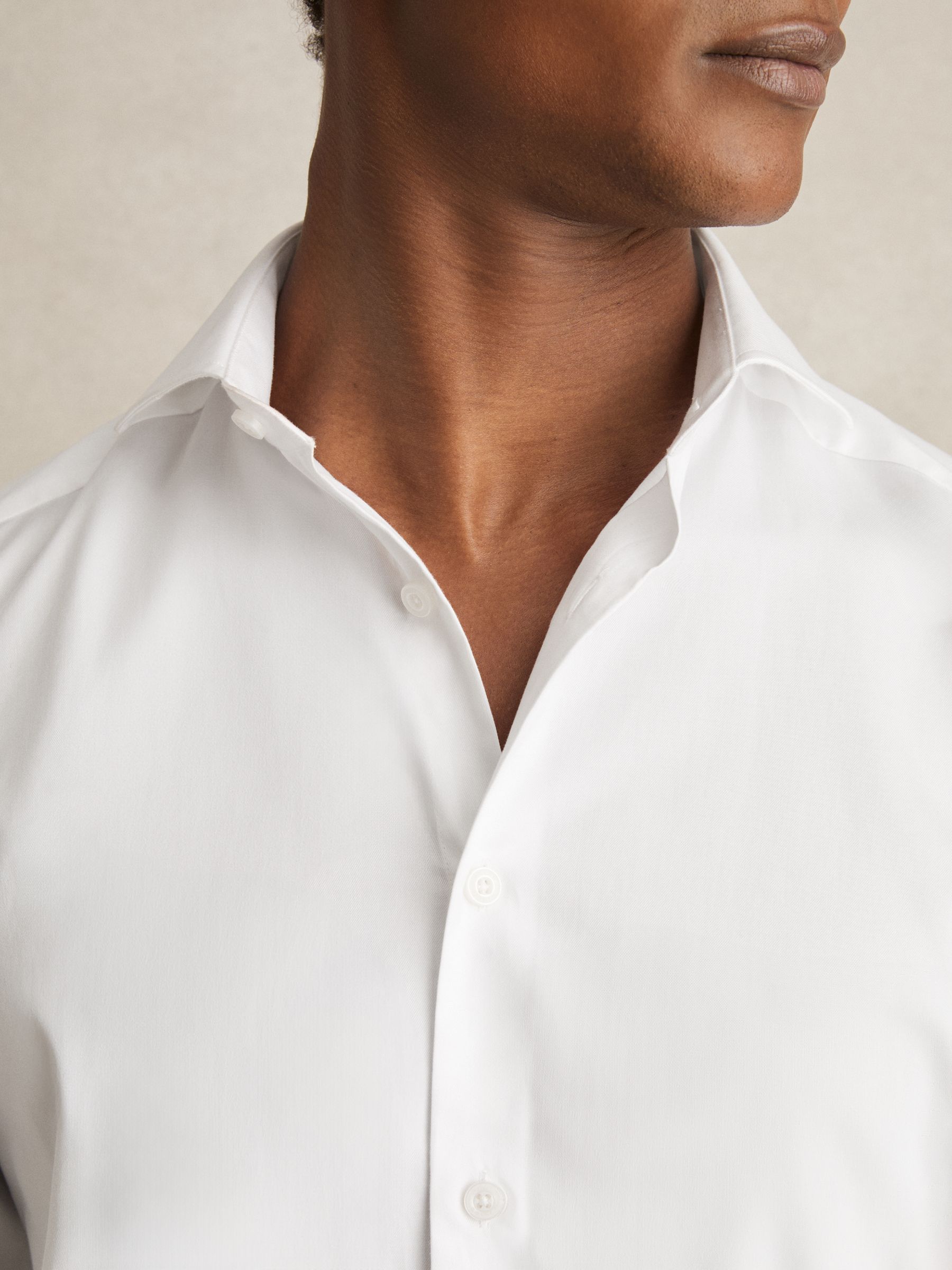 Slim Fit Cotton-Twill Two-Fold Shirt Slim-Fit in White - Image 5 of 8
