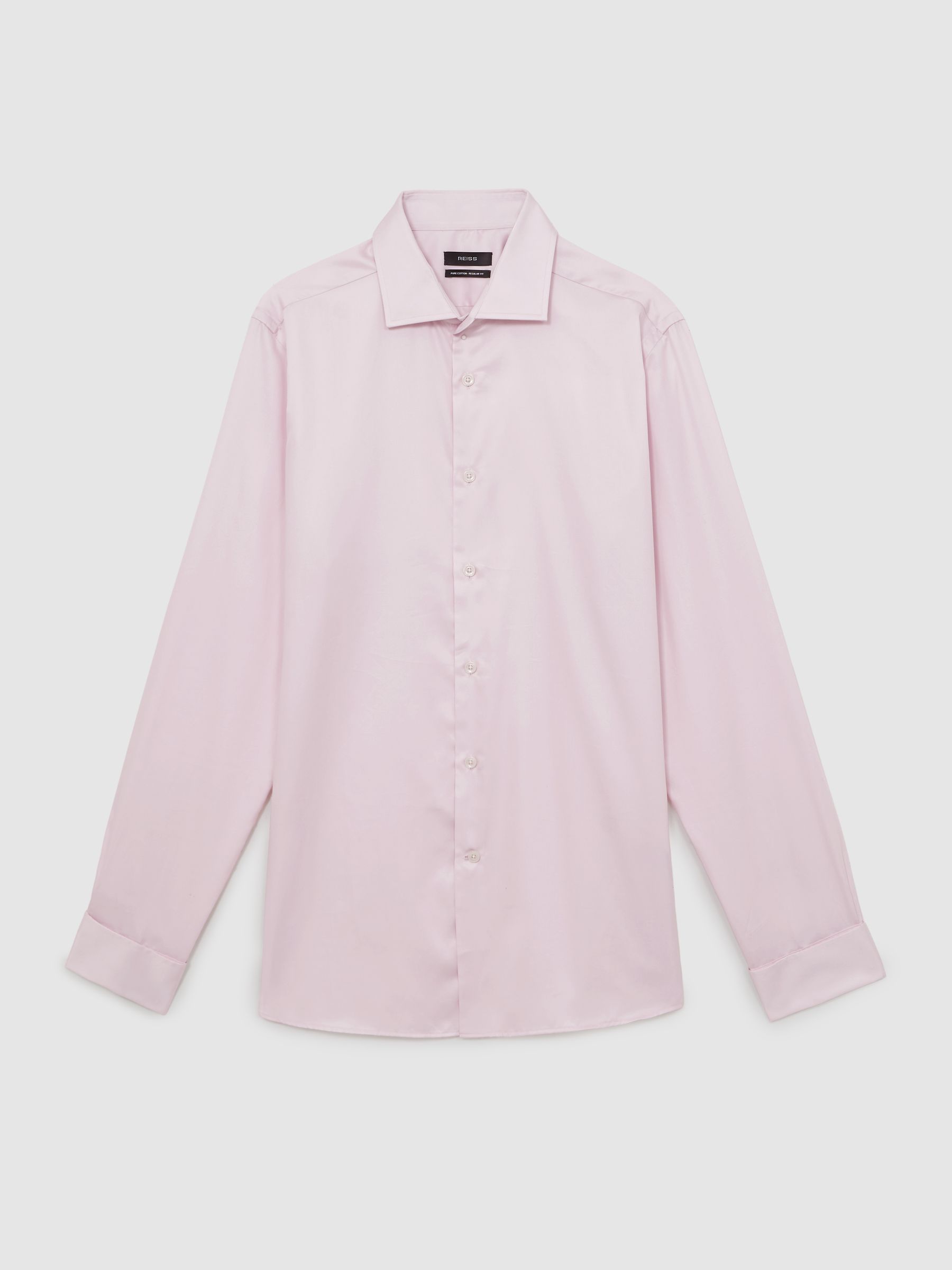 Regular Fit Cotton-Sateen Shirt in Pink - Image 2 of 7