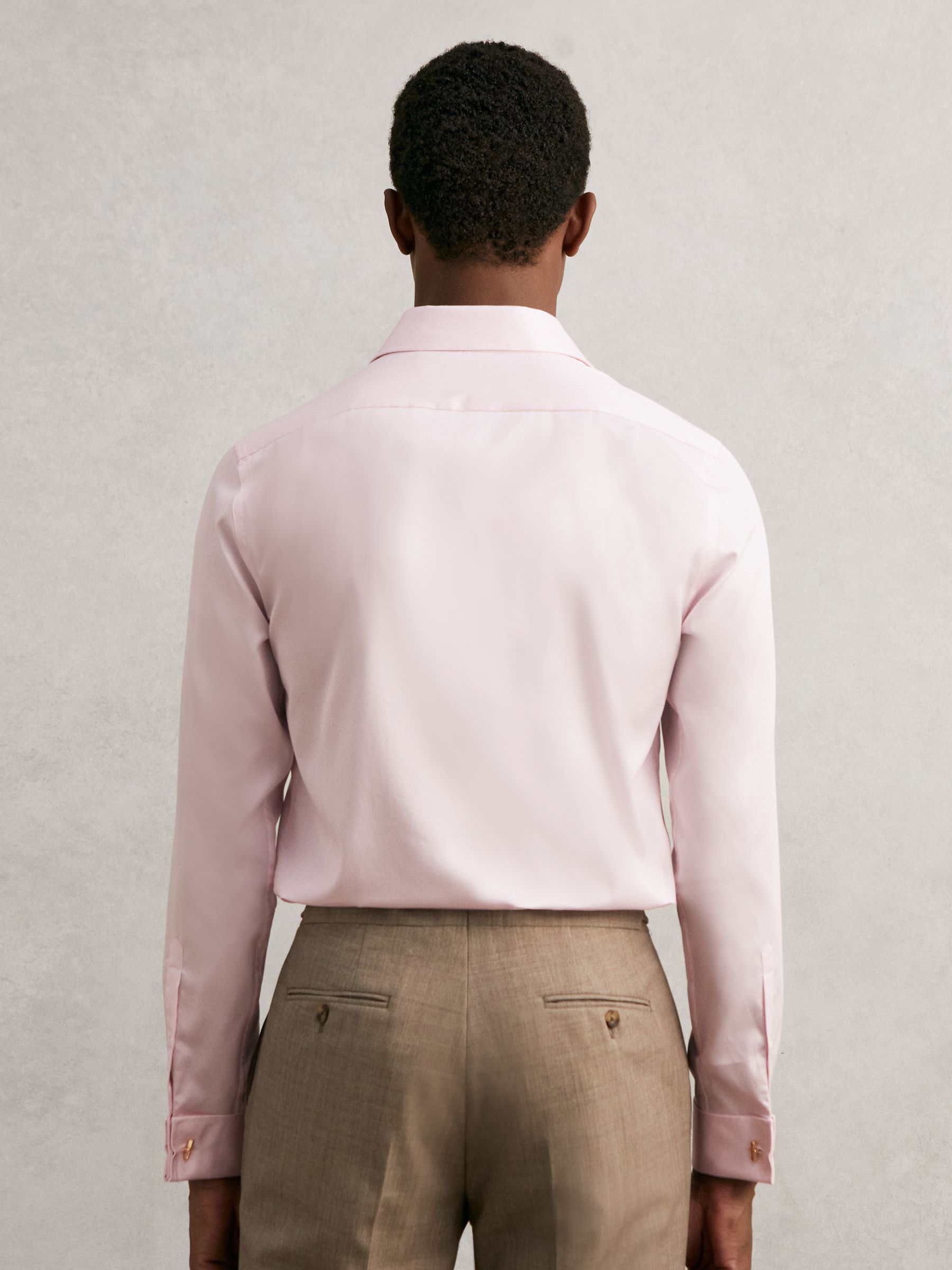 Regular Fit Cotton-Sateen Shirt in Pink - Image 4 of 7