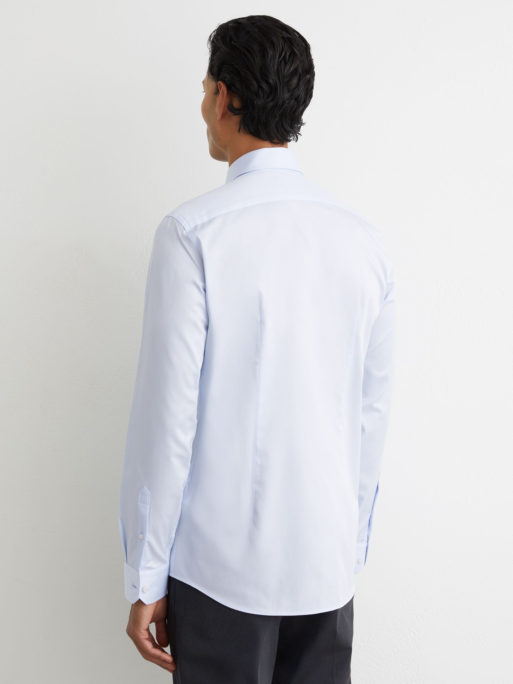 Slim Fit Cotton-Twill Two-Fold Shirt in Soft Blue - image 4