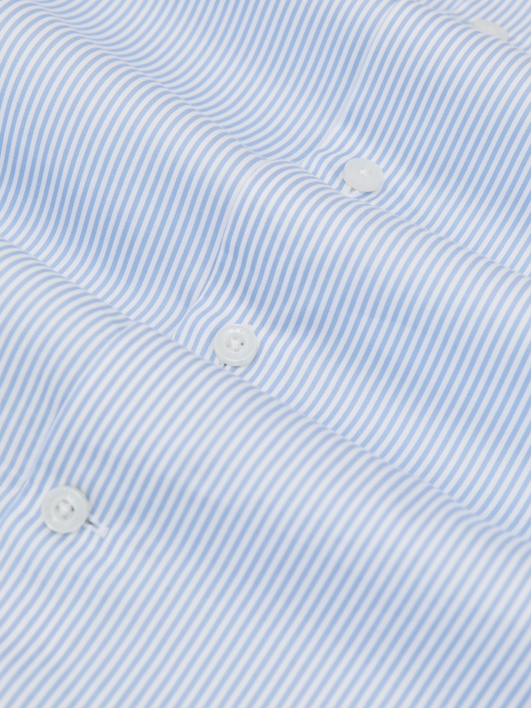 Slim Fit Regular-Fit Cotton-Satin Stripe Shirt in Blue Stripe - Image 6 of 6