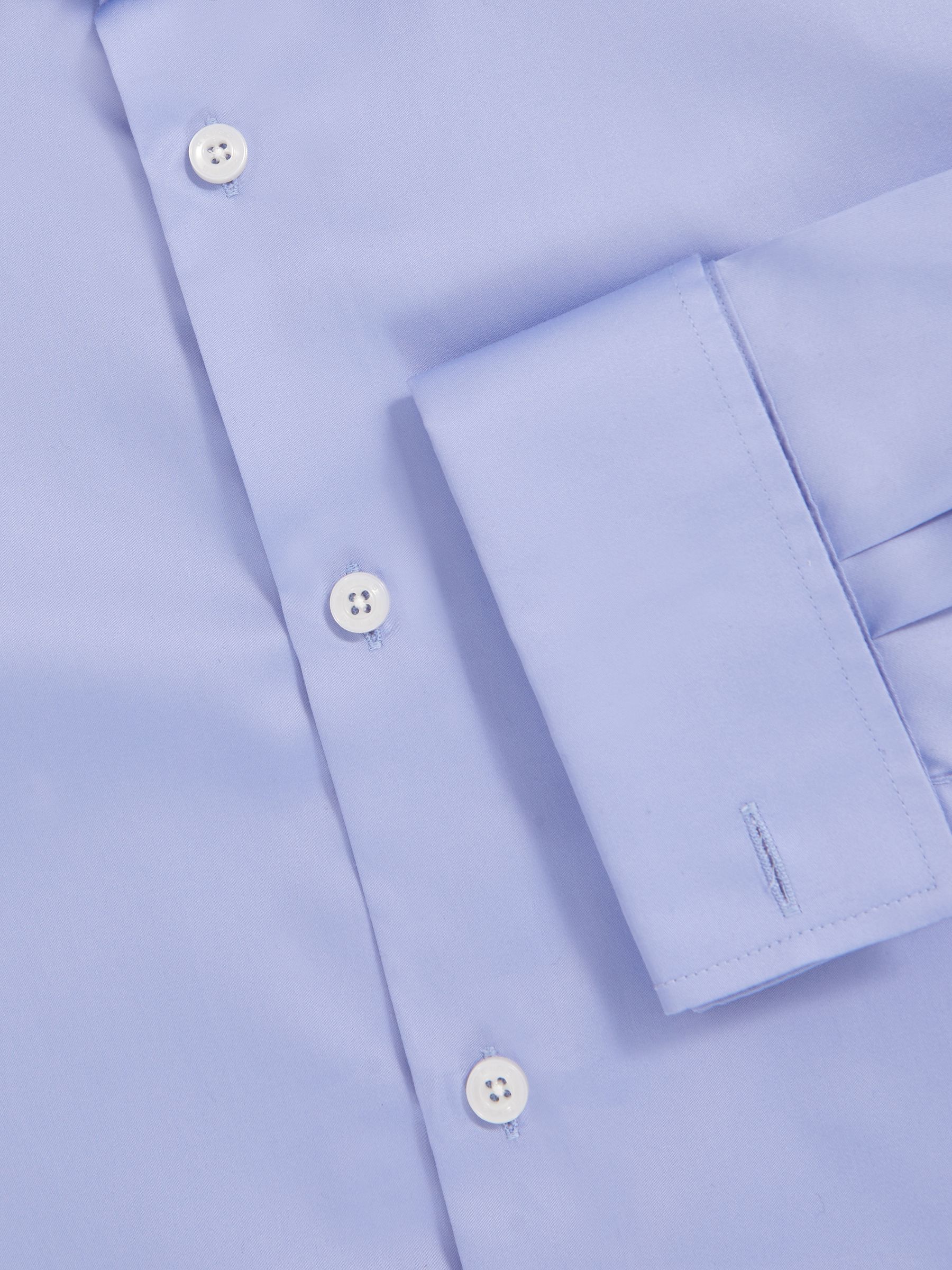Regular Fit Cotton-Sateen Shirt in Mid Blue - Image 8 of 8