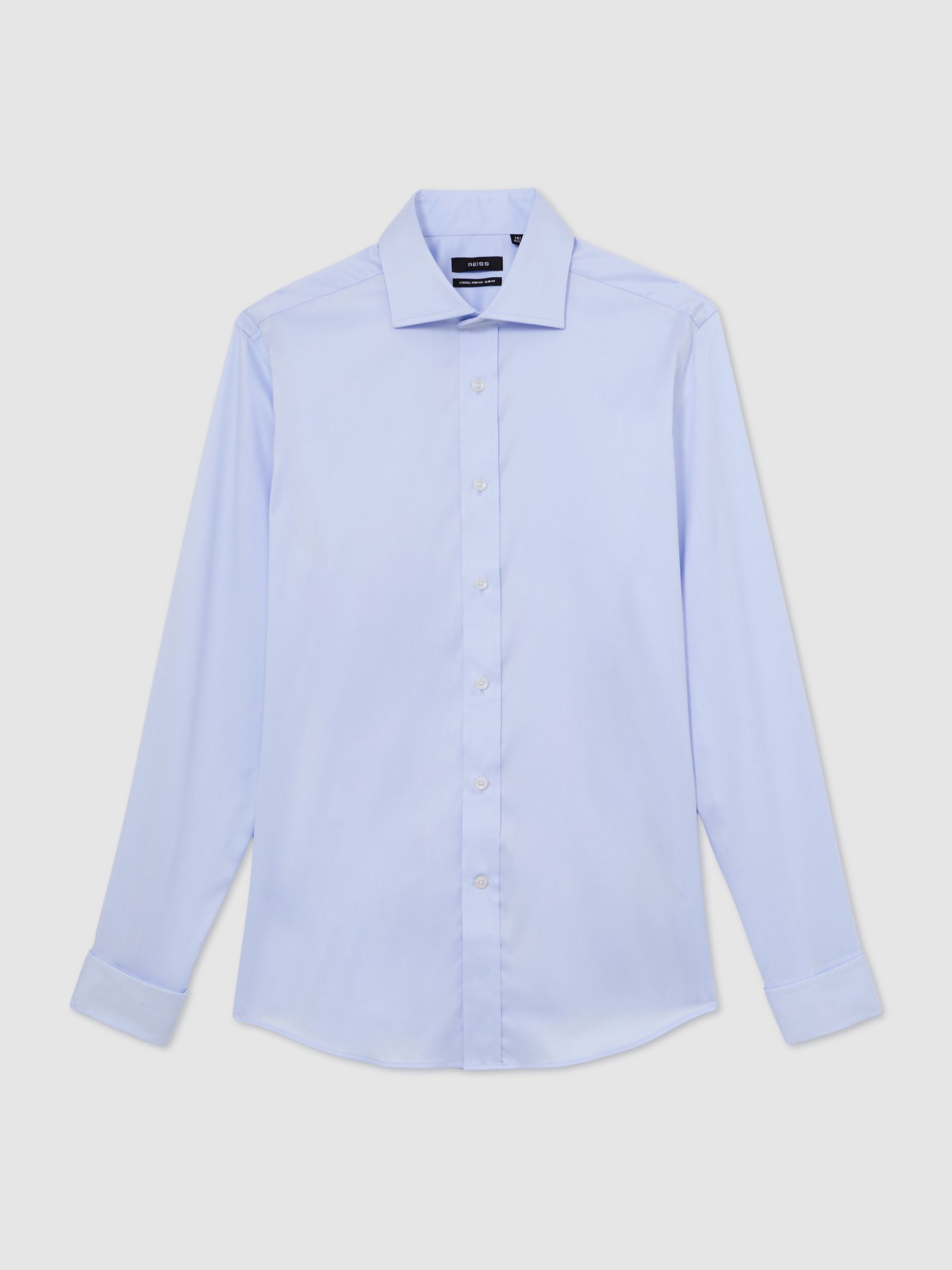 Slim Fit Stretch Double-Cuff Shirt Cotton-Blend in Soft Blue - Image 2 of 6