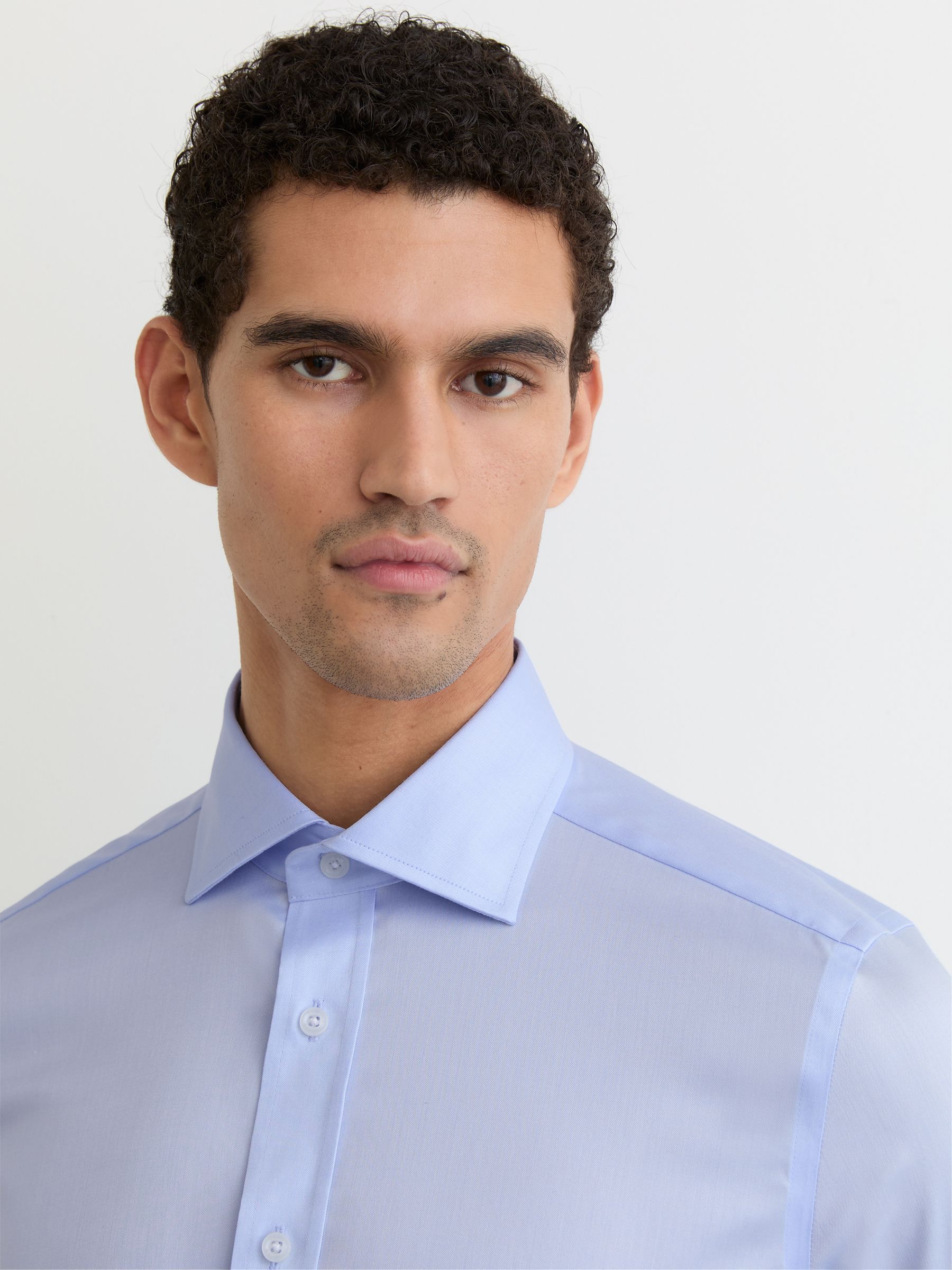 Slim Fit Stretch Double-Cuff Shirt Cotton-Blend in Soft Blue - Image 4 of 6