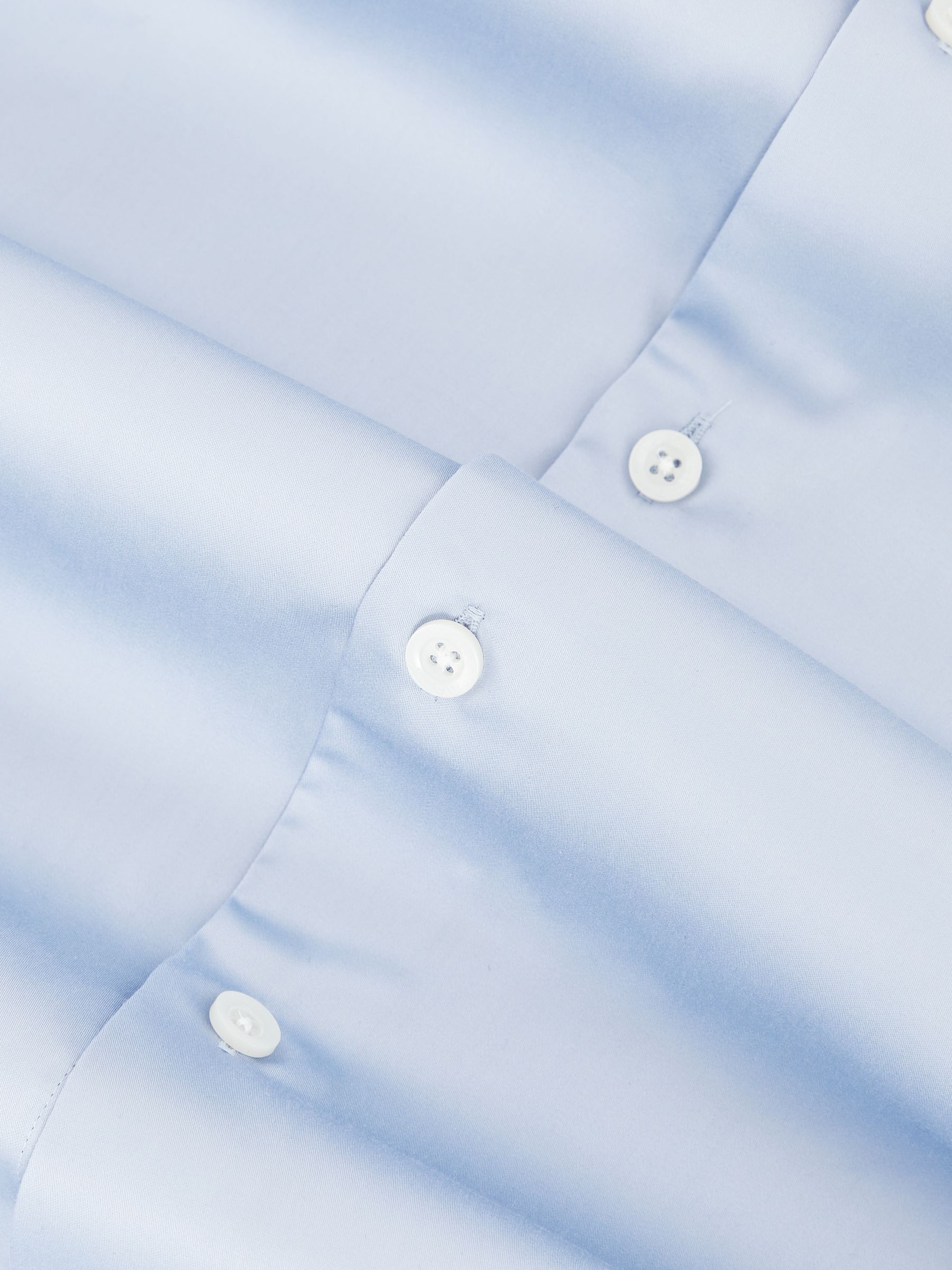 Regular Fit Cotton Sateen Shirt in Mid Blue - Image 8 of 8