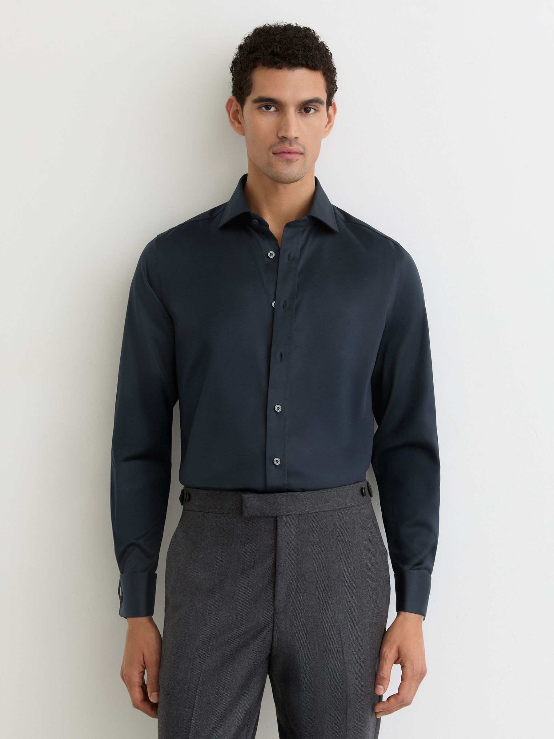 Stretch Double-cuff Shirt Cotton-blend