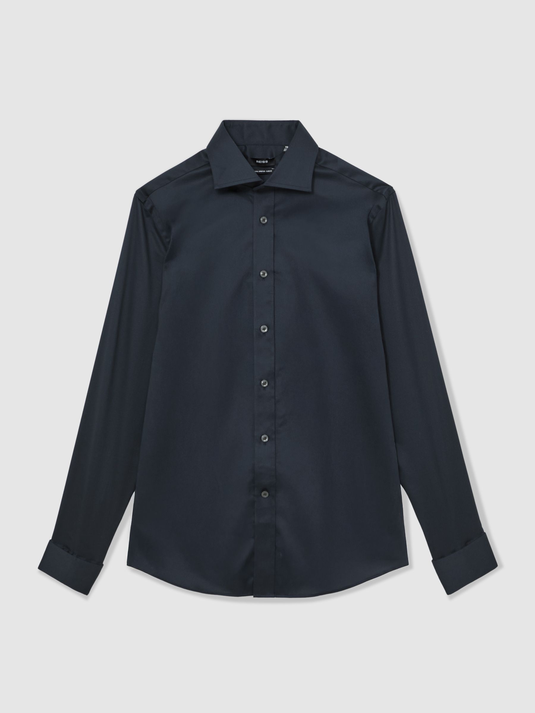 Regular Fit Stretch Double-Cuff Shirt Cotton-Blend in Navy - Image 2 of 7