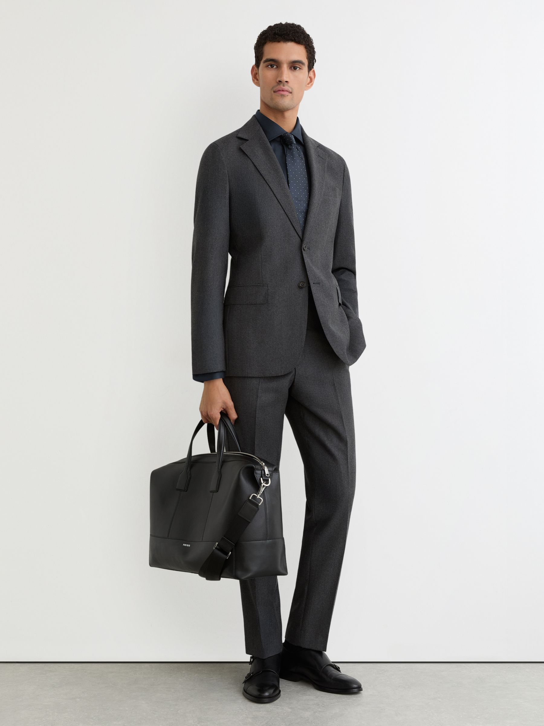 Regular Fit Stretch Double-Cuff Shirt Cotton-Blend in Navy - Image 3 of 7