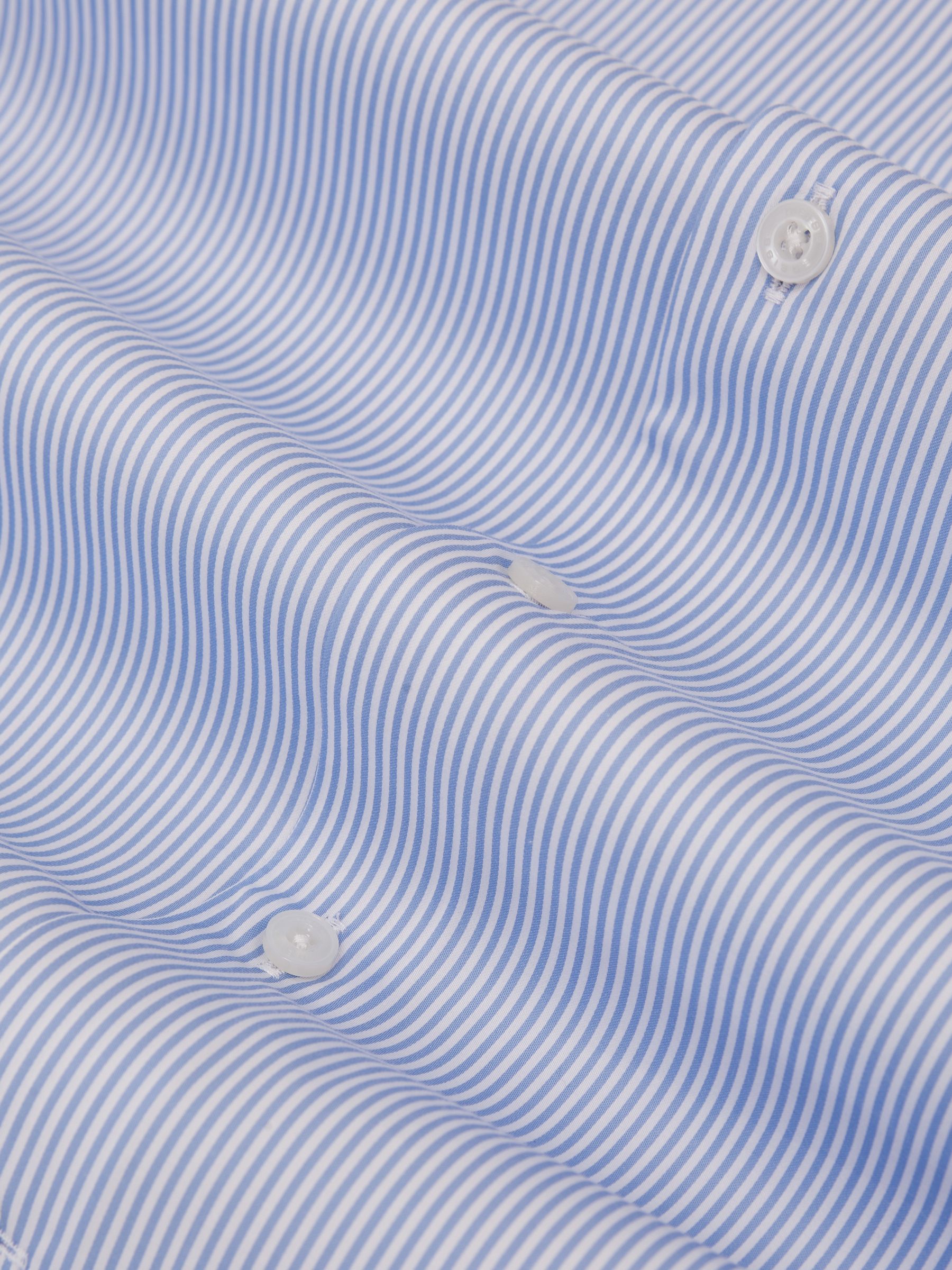 Regular Fit Regular-Fit Cotton-Satin Stripe Shirt in Blue Stripe - image 4