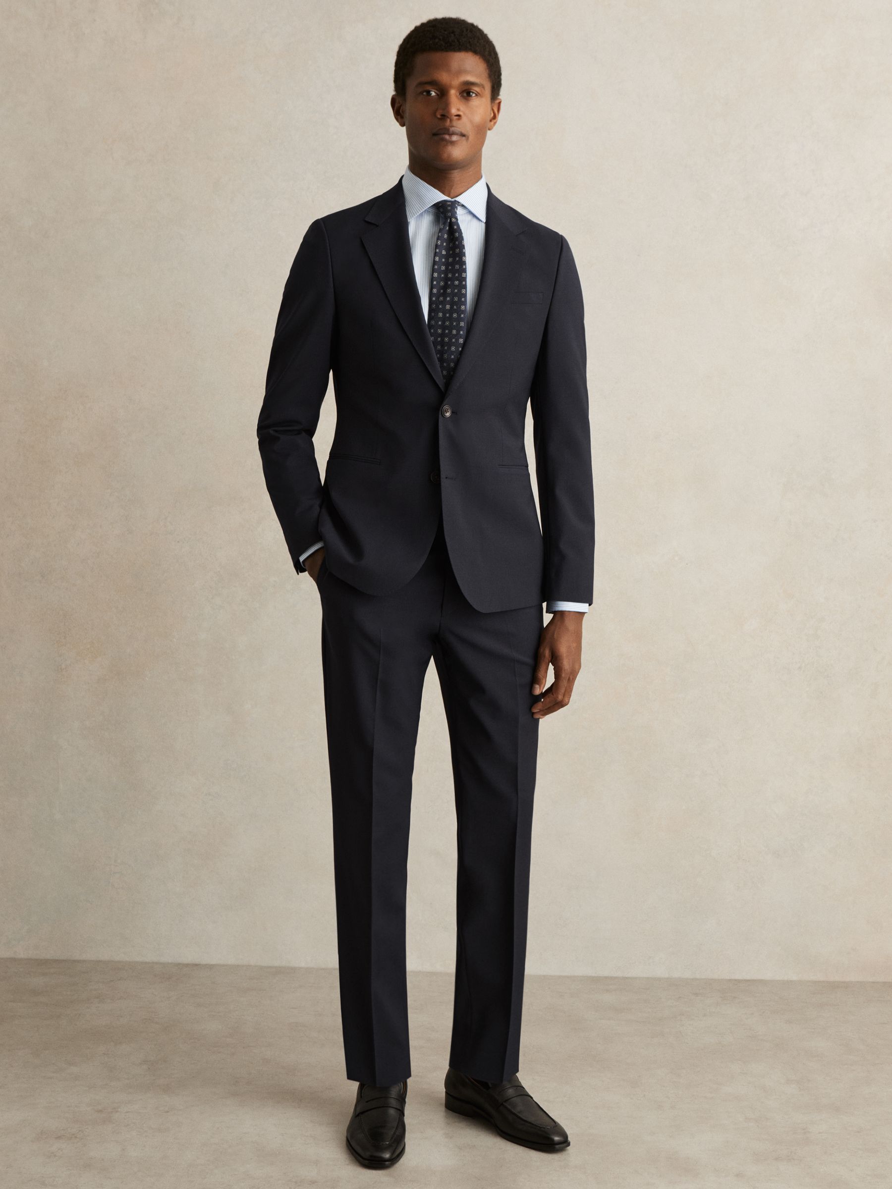 Wool-Blend Single-Breasted Suit Blazer Slim-Fit in Navy - Image 1 of 6