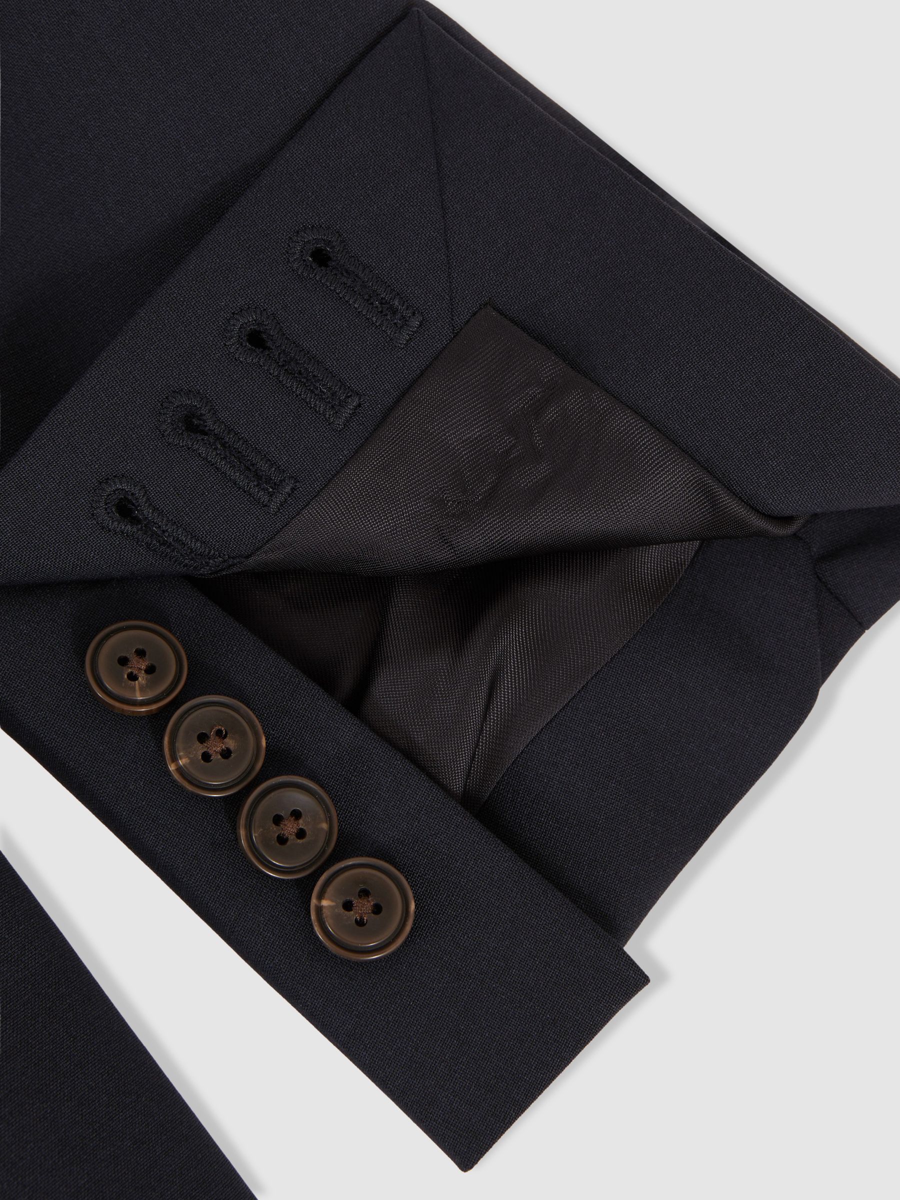 Tailored Fit Wool-Blend Single-Breasted Suit Blazer in Navy - image 4