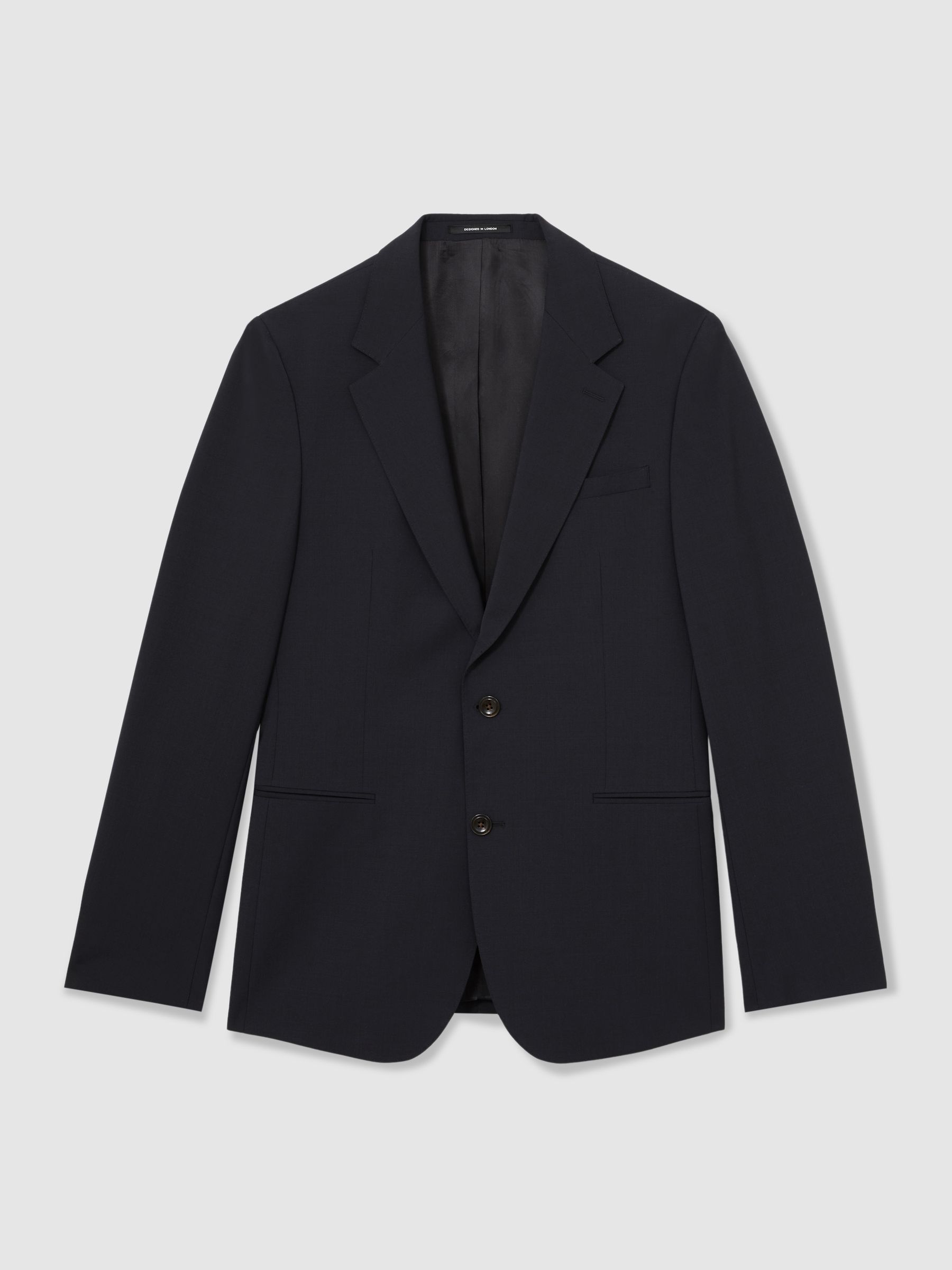 Wool-Blend Single-Breasted Suit Blazer Slim-Fit in Navy - Image 2 of 6
