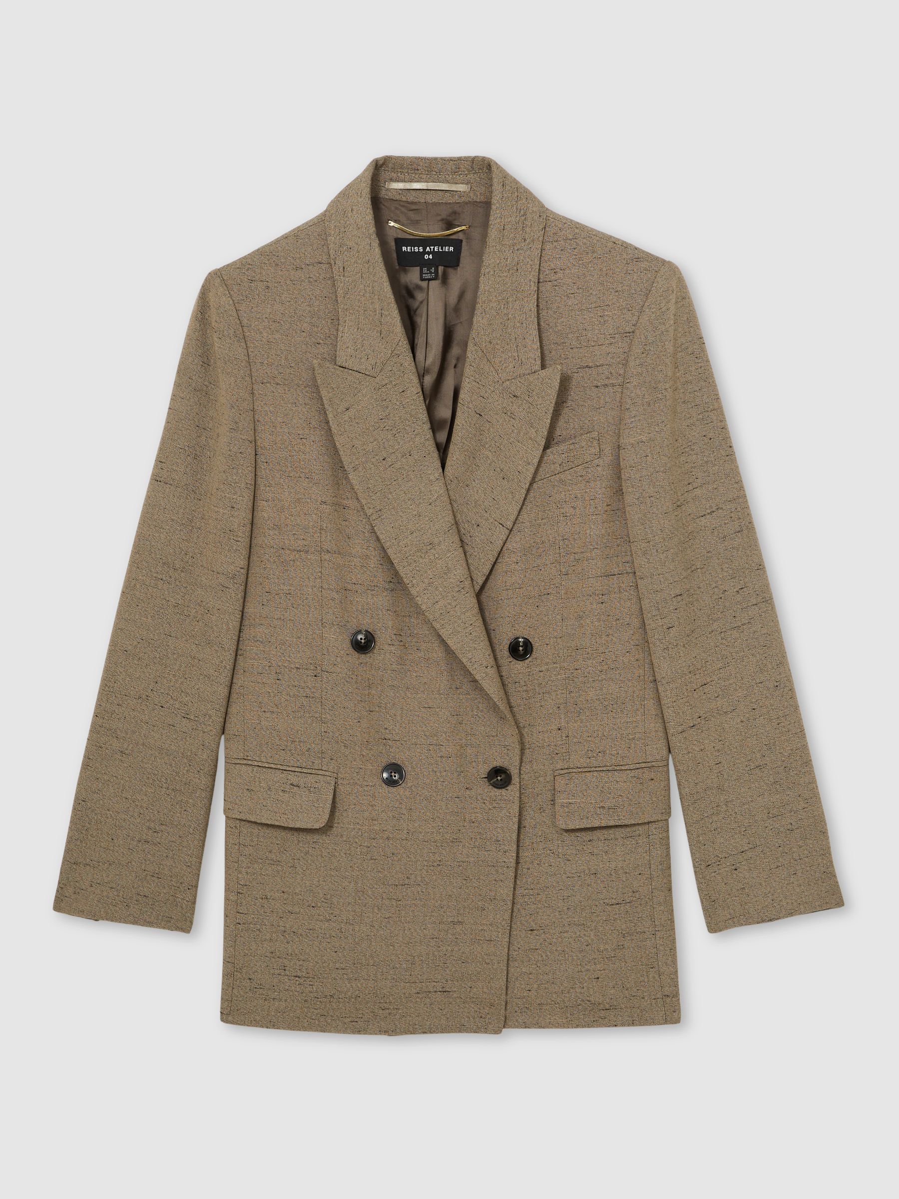 Atelier Double-Breasted Suit Jacket With Linen in Grey - Image 2 of 7