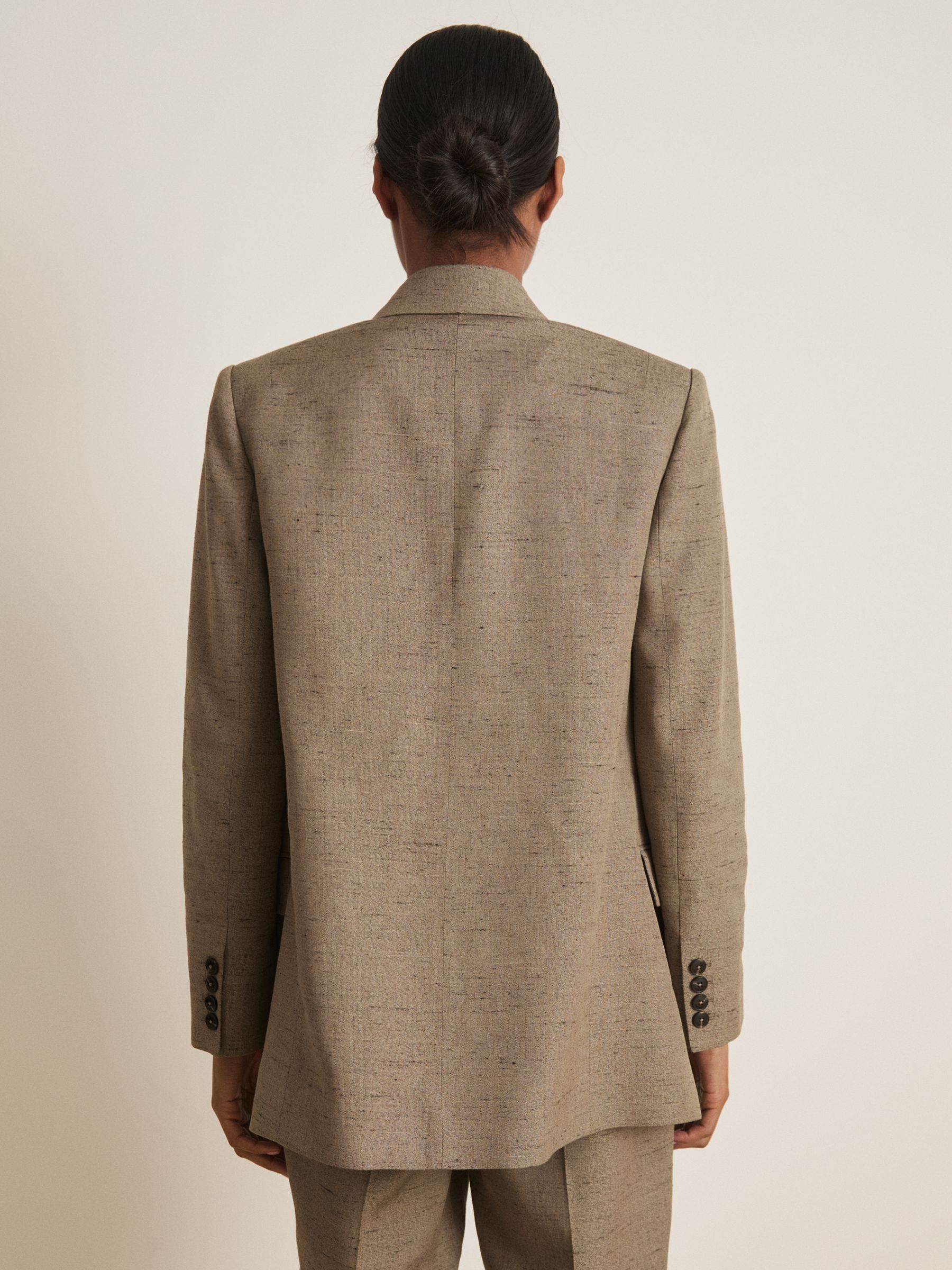 Atelier Double-Breasted Suit Jacket With Linen in Grey - Image 5 of 7