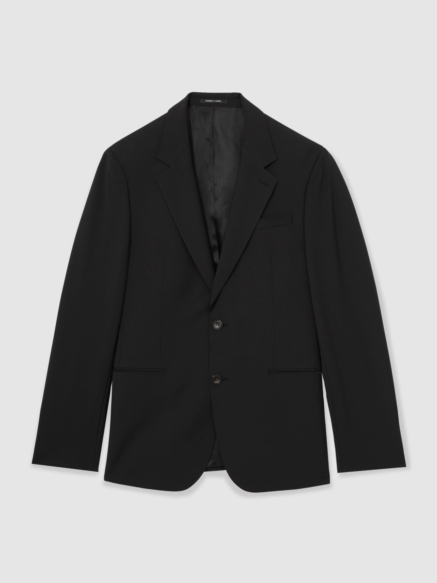Wool-Blend Single-Breasted Suit Blazer Slim-Fit in Black - Image 2 of 9