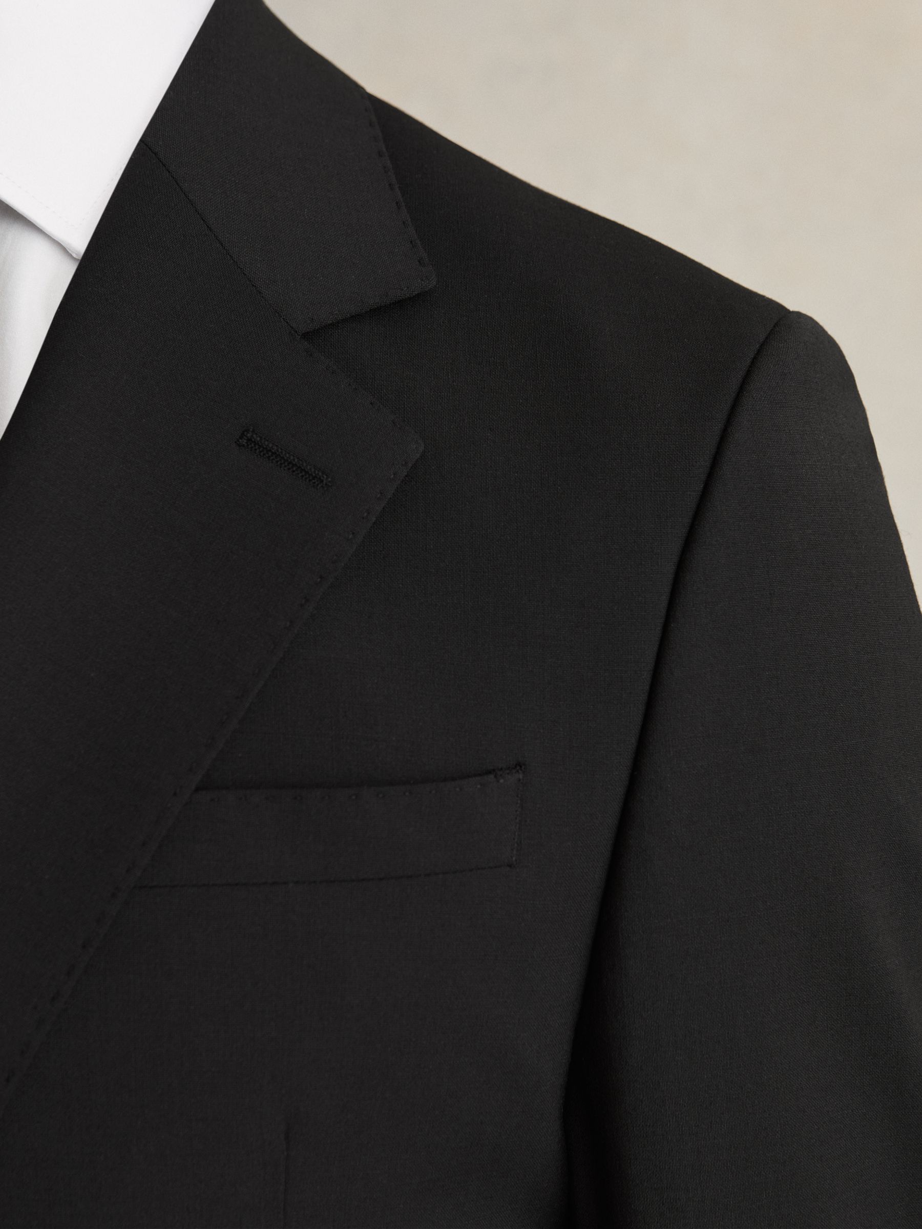 Wool-Blend Single-Breasted Suit Blazer Slim-Fit in Black - Image 5 of 9
