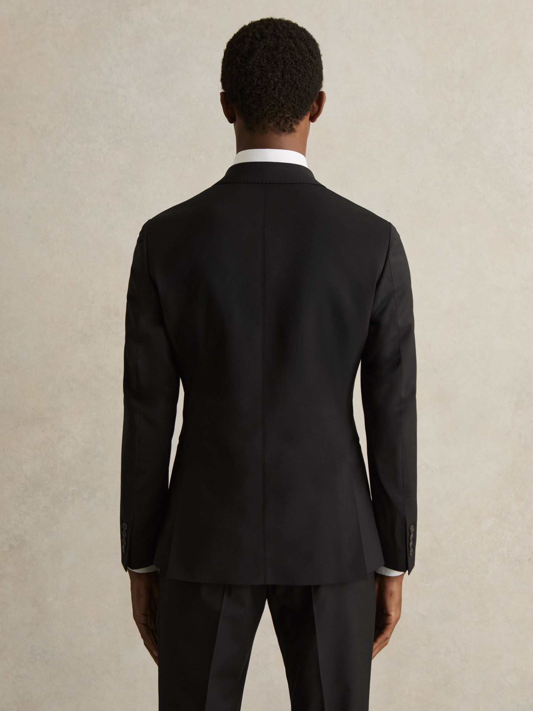 Wool-Blend Single-Breasted Suit Blazer Slim-Fit in Black - Image 7 of 9