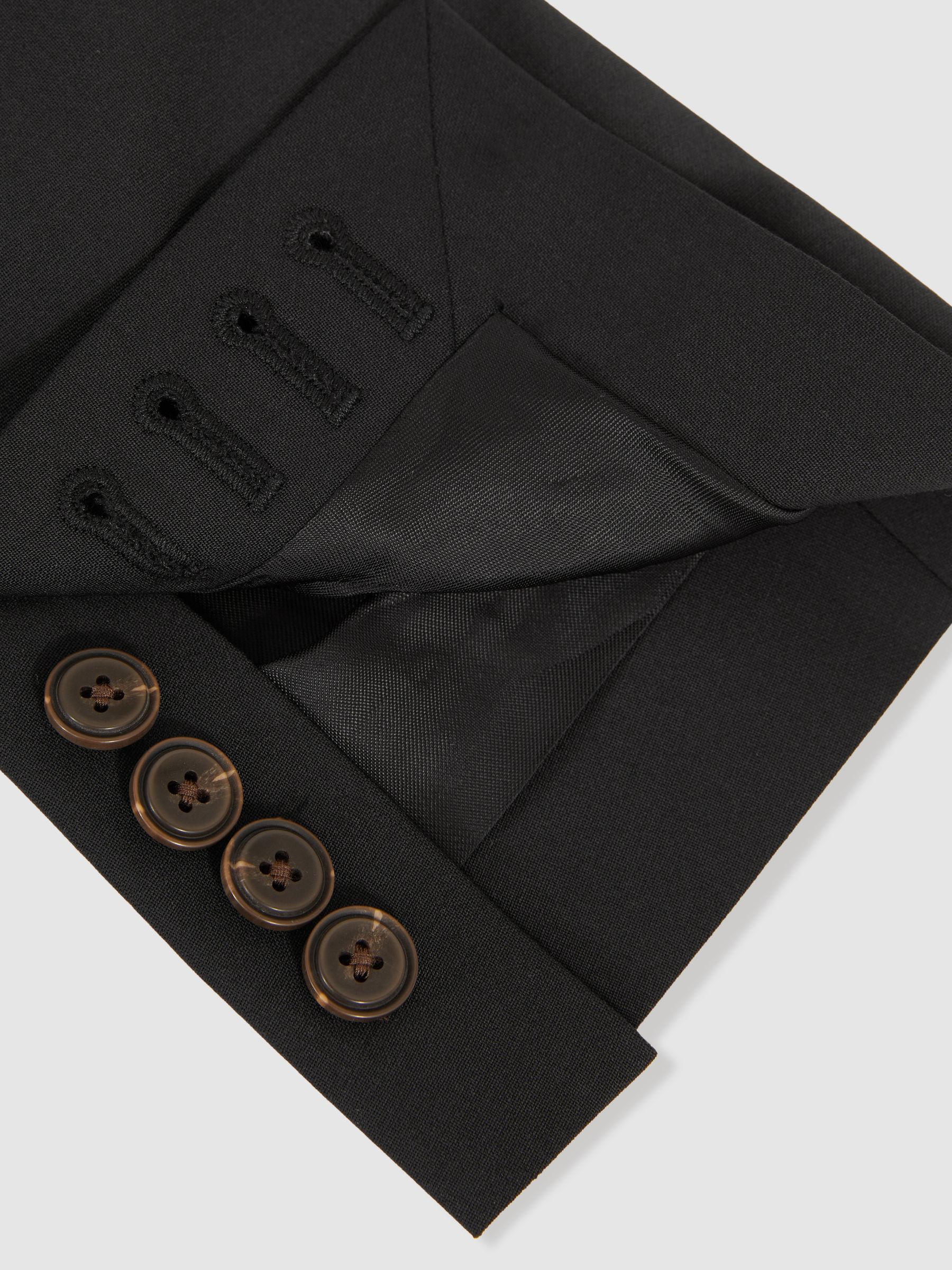 Tailored Fit Wool-Blend Single-Breasted Suit Blazer in Black - image 3