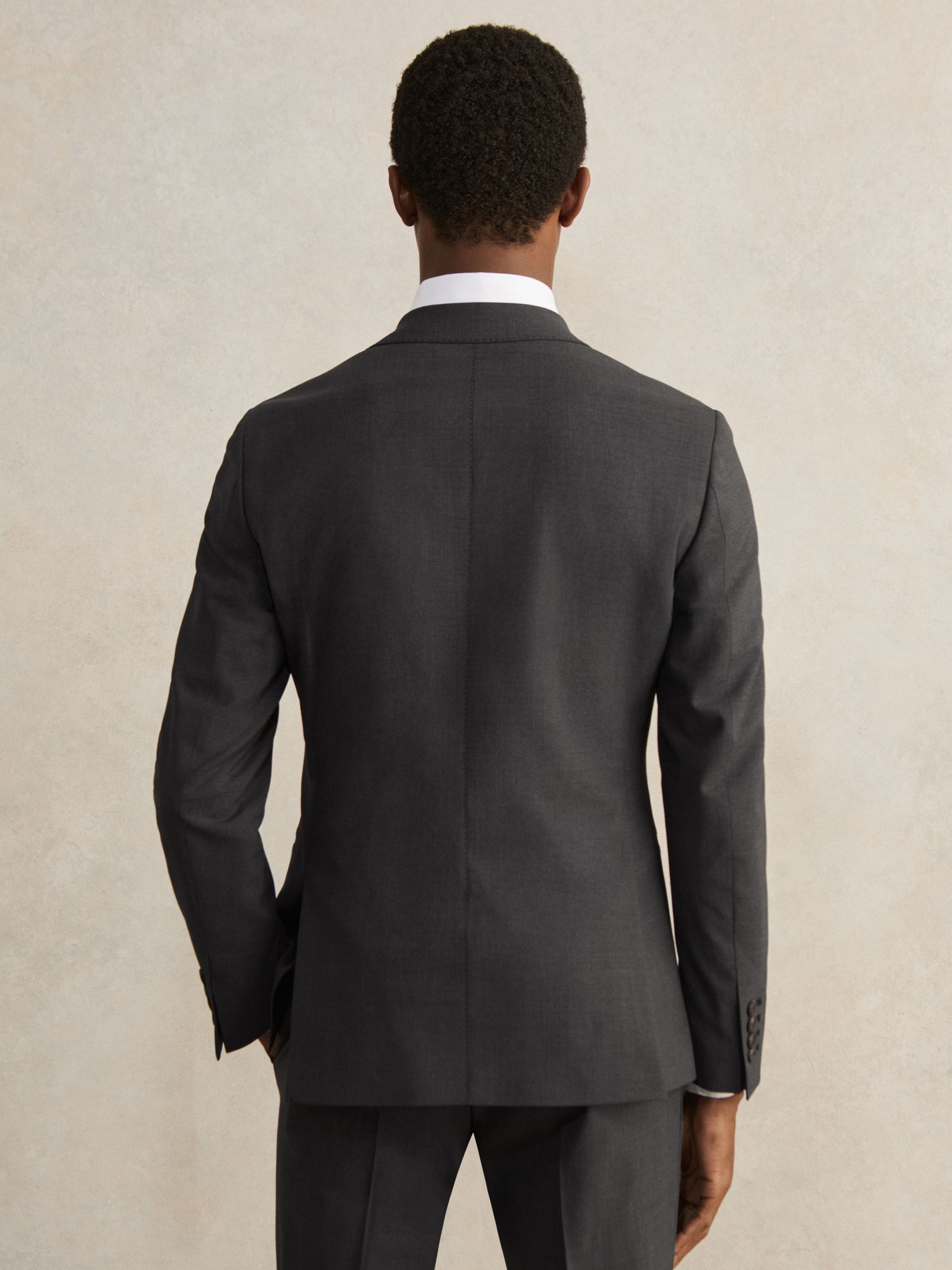 Wool-Blend Single-Breasted Suit Blazer Slim-Fit in Grey - Image 6 of 8