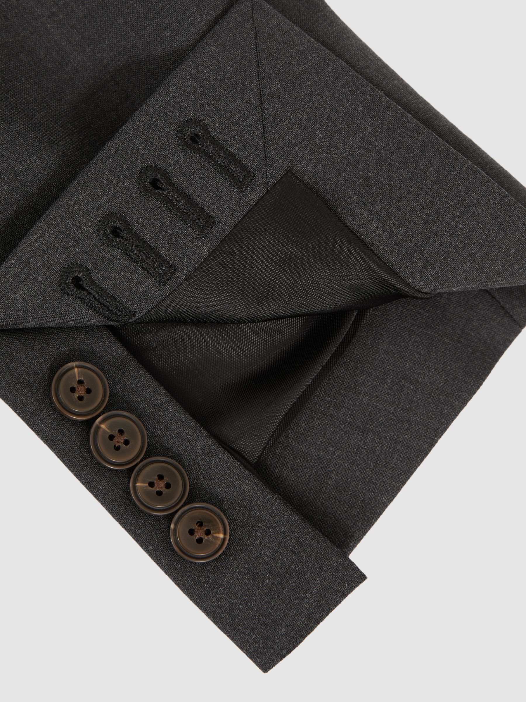 Wool-Blend Single-Breasted Suit Blazer Slim-Fit in Grey - Image 7 of 8