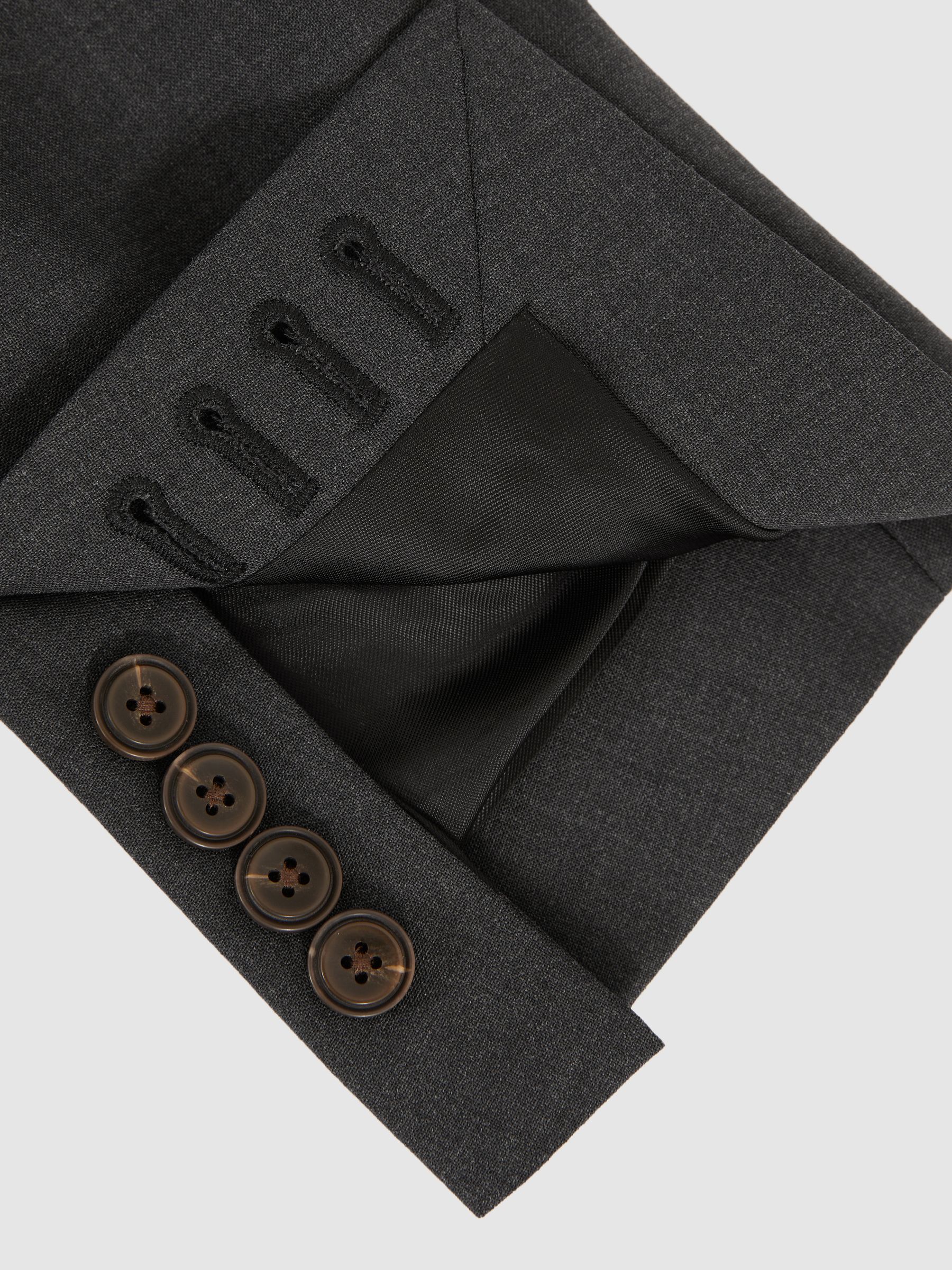 Blazer de Costume gris en laine mélangée, coupe ajustée et simple boutonnage - Image 9 de 10