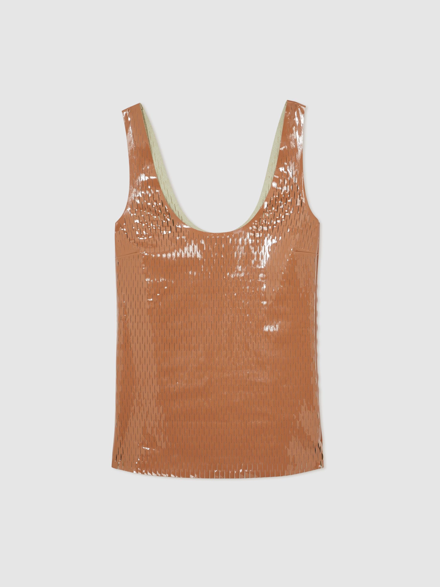 Atelier Laser-Cut Vest Top in Tan - Image 2 of 6