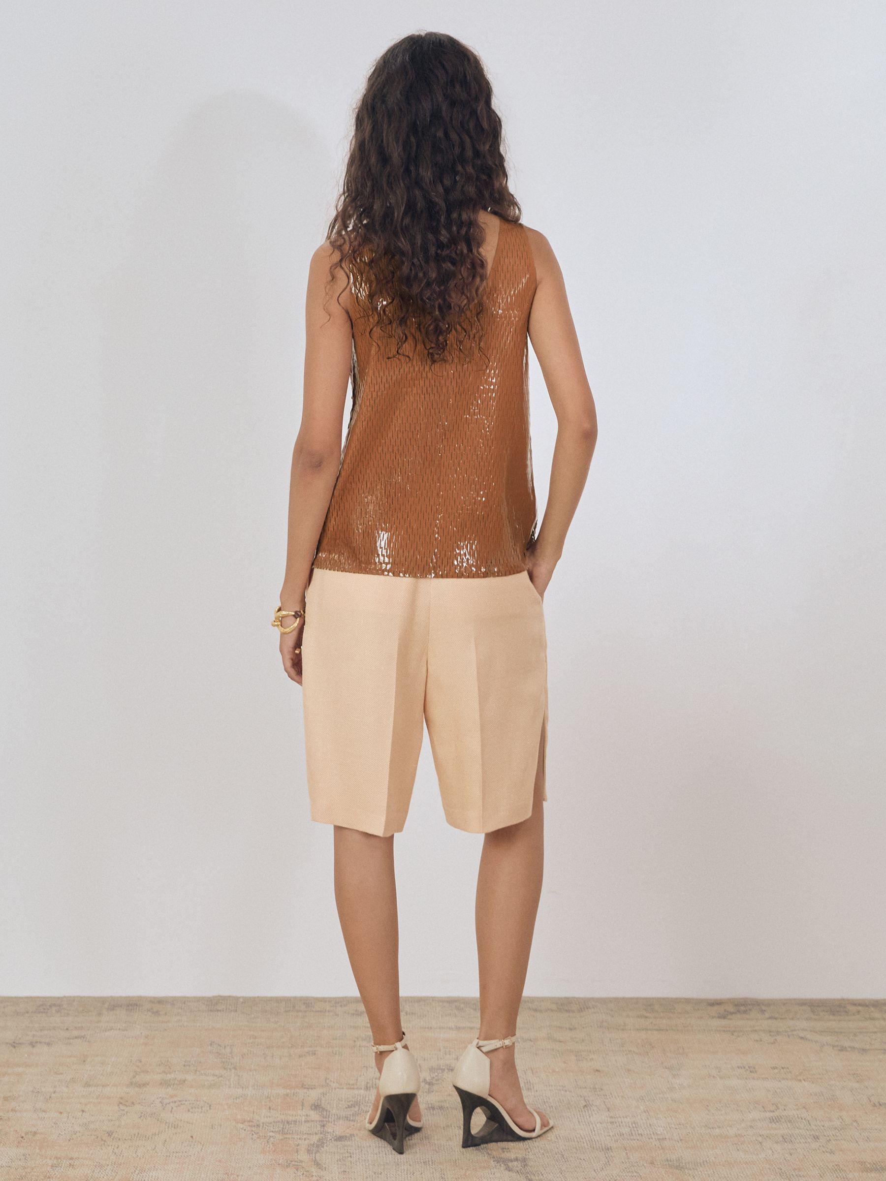 Atelier Laser-Cut Vest Top in Tan - Image 5 of 6