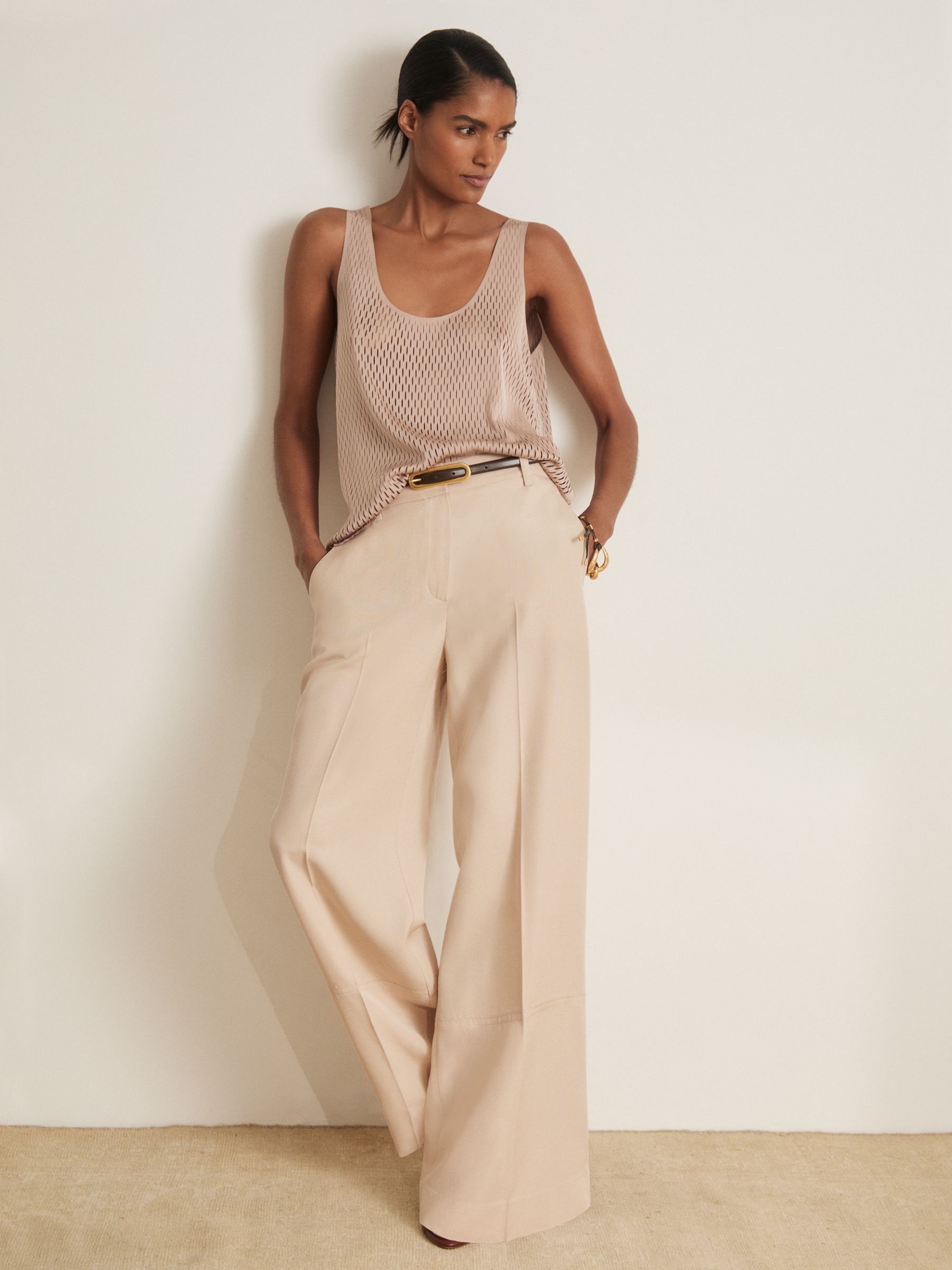 Atelier Wide-Leg Woven Trousers in Off White - Image 1 of 6