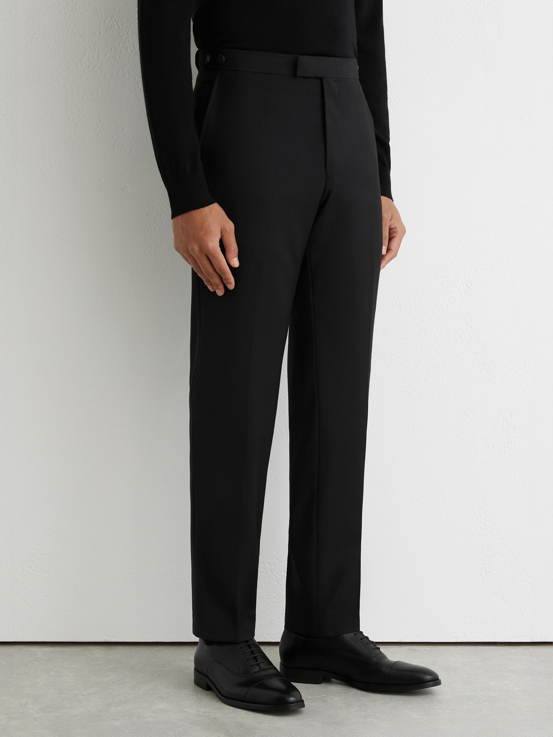 Tailored Fit Wool-Blend Suit Trousers in Black - image 4