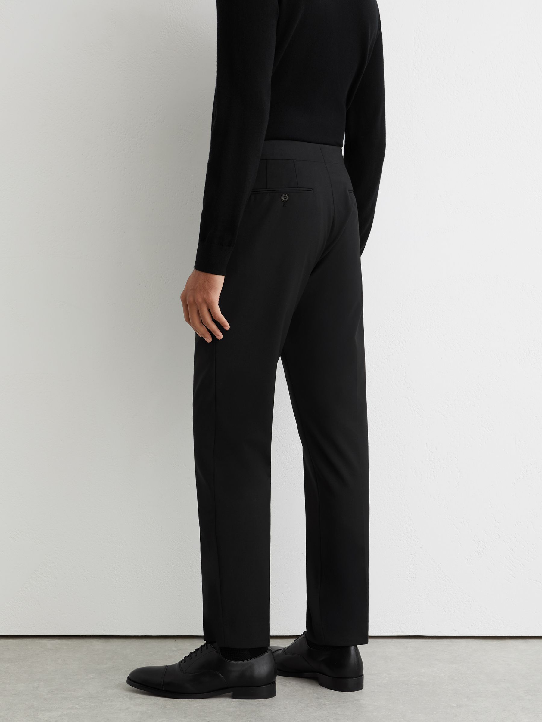 Tailored Fit Wool-Blend Suit Trousers in Black - image 3