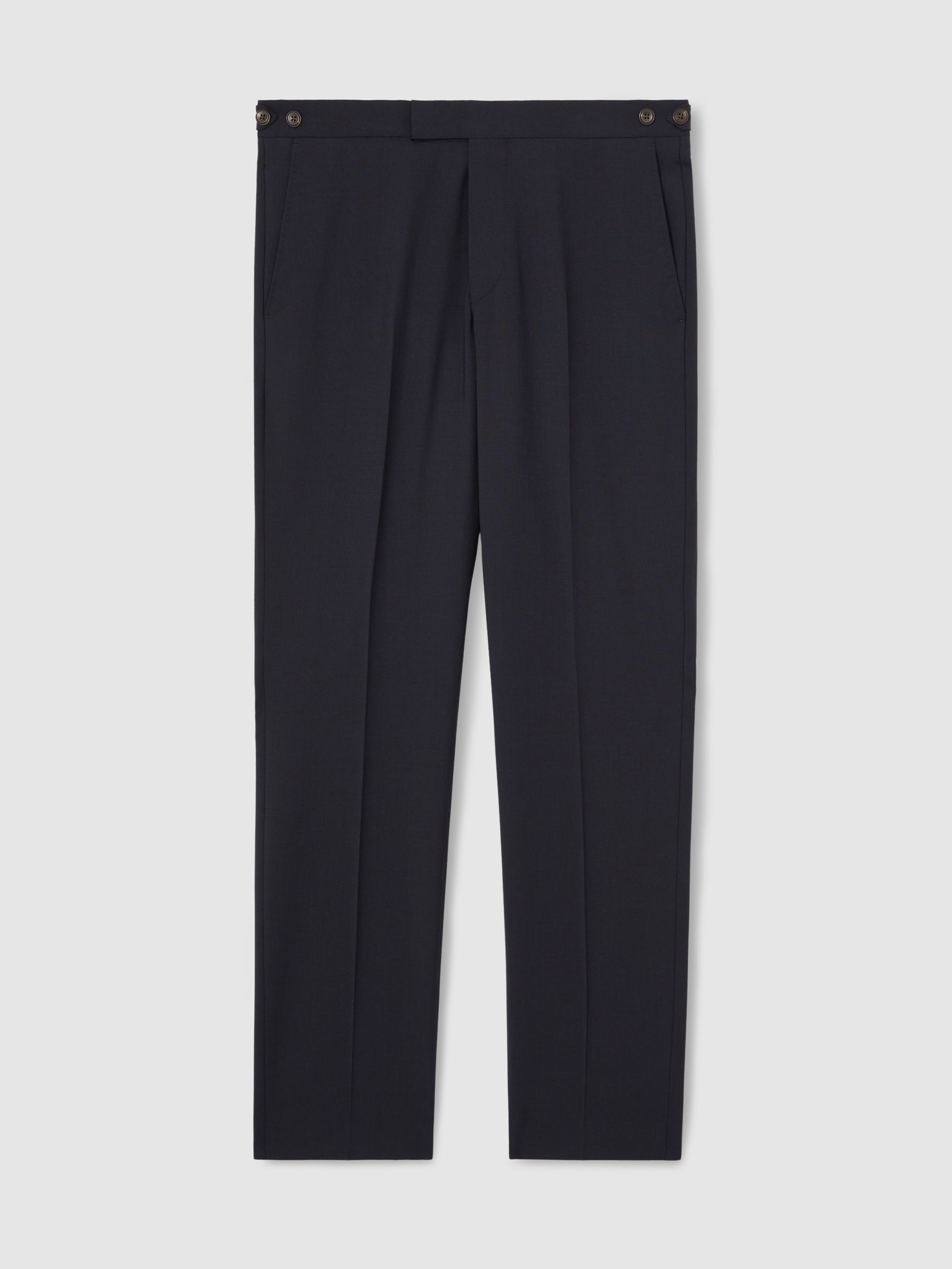 Tailored Fit Wool-Blend Suit Trousers in Navy - image 1