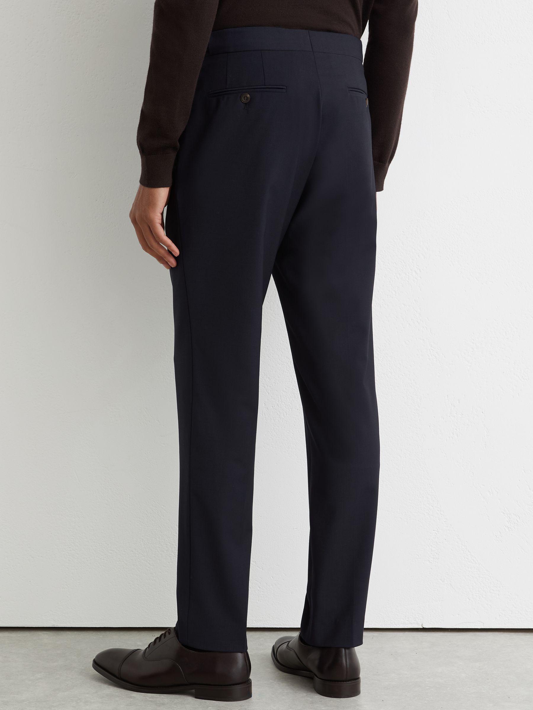 Tailored Fit Wool-Blend Suit Trousers in Navy - image 5