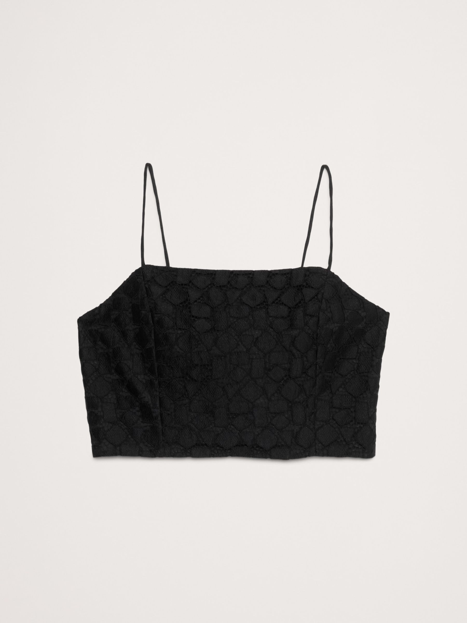 Banana Republic Black Strappy Geo Lace Cropped Top - Image 4 of 4