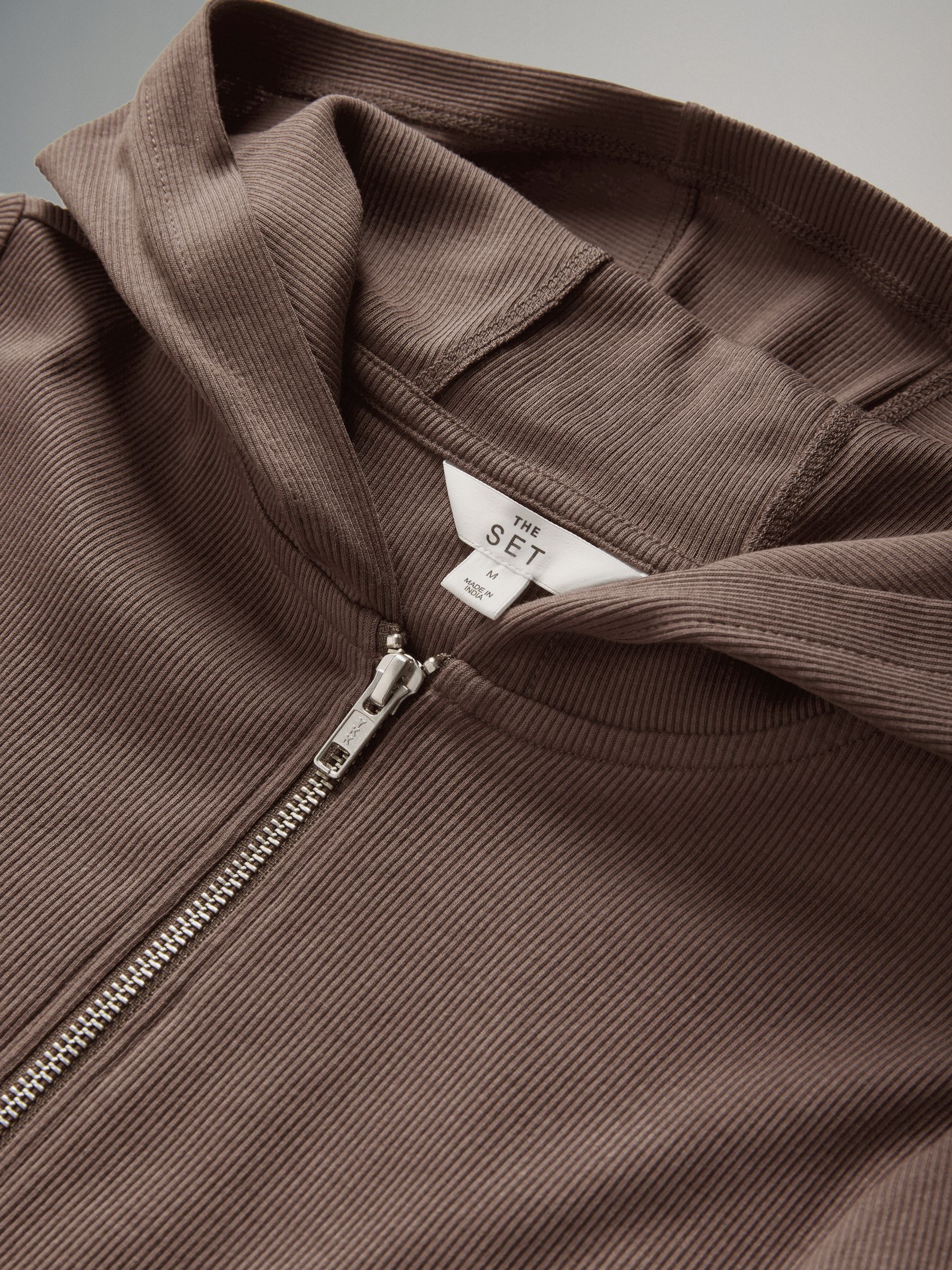 Mink/Black 2 Pack Ribbed Zip Up Cardigan - Image 6 of 6