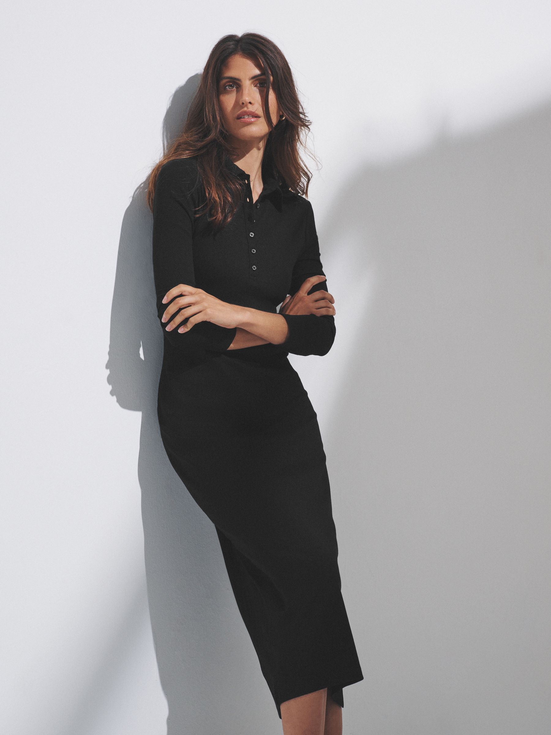 2 Pack Collared Rib Midi Dresses - Image 1 of 7