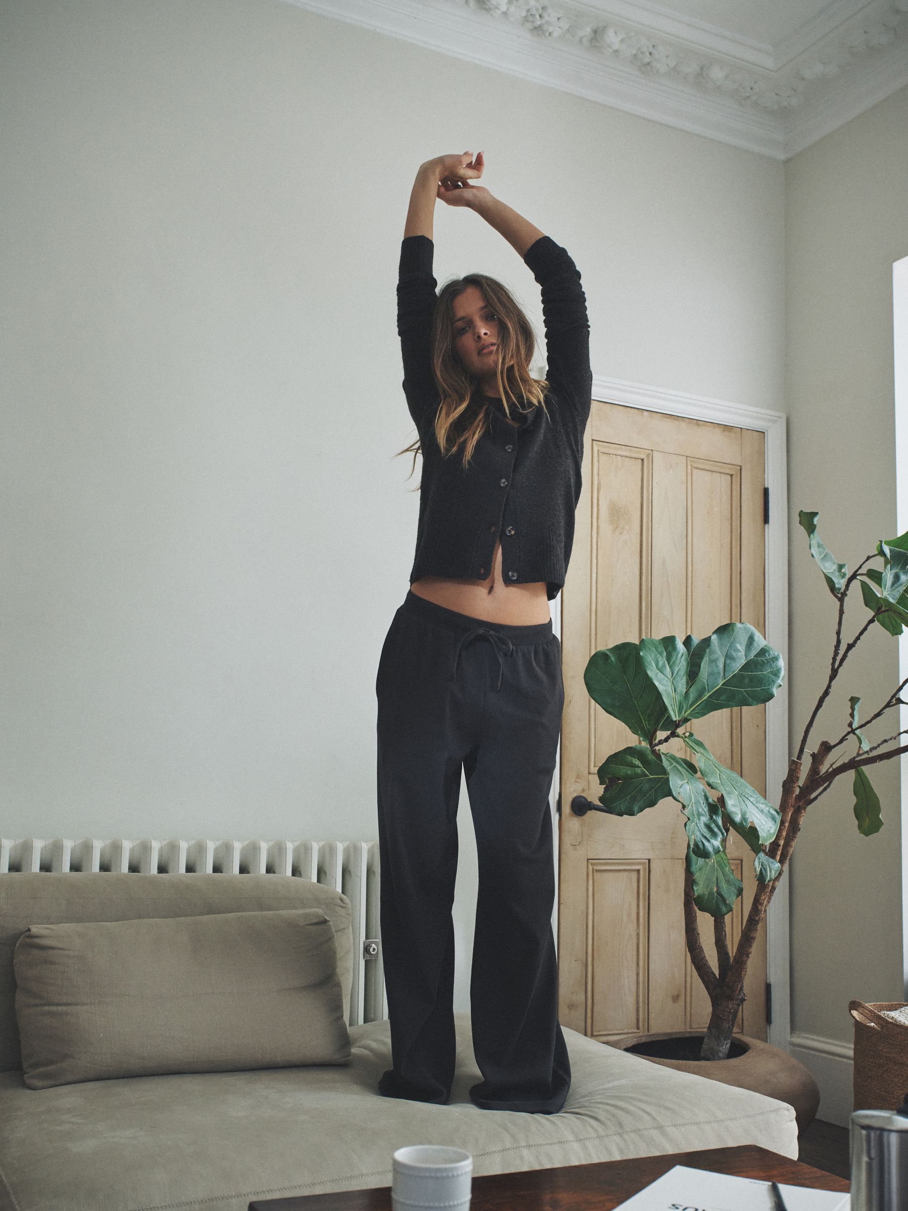 2 Pack Ribbed Jersey Wide Leg Trousers - Image 1 of 8