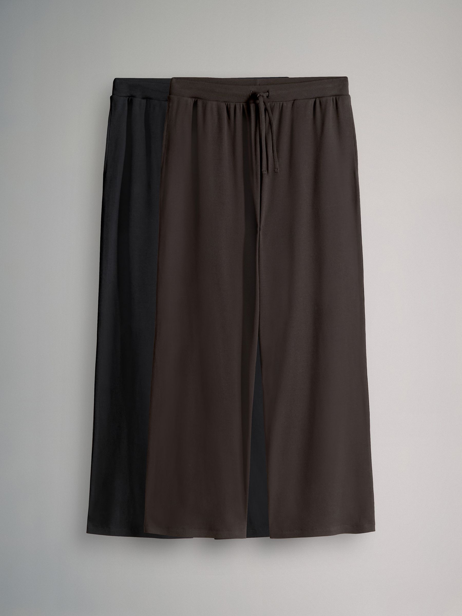 2 Pack Ribbed Jersey Wide Leg Trousers - Image 2 of 8
