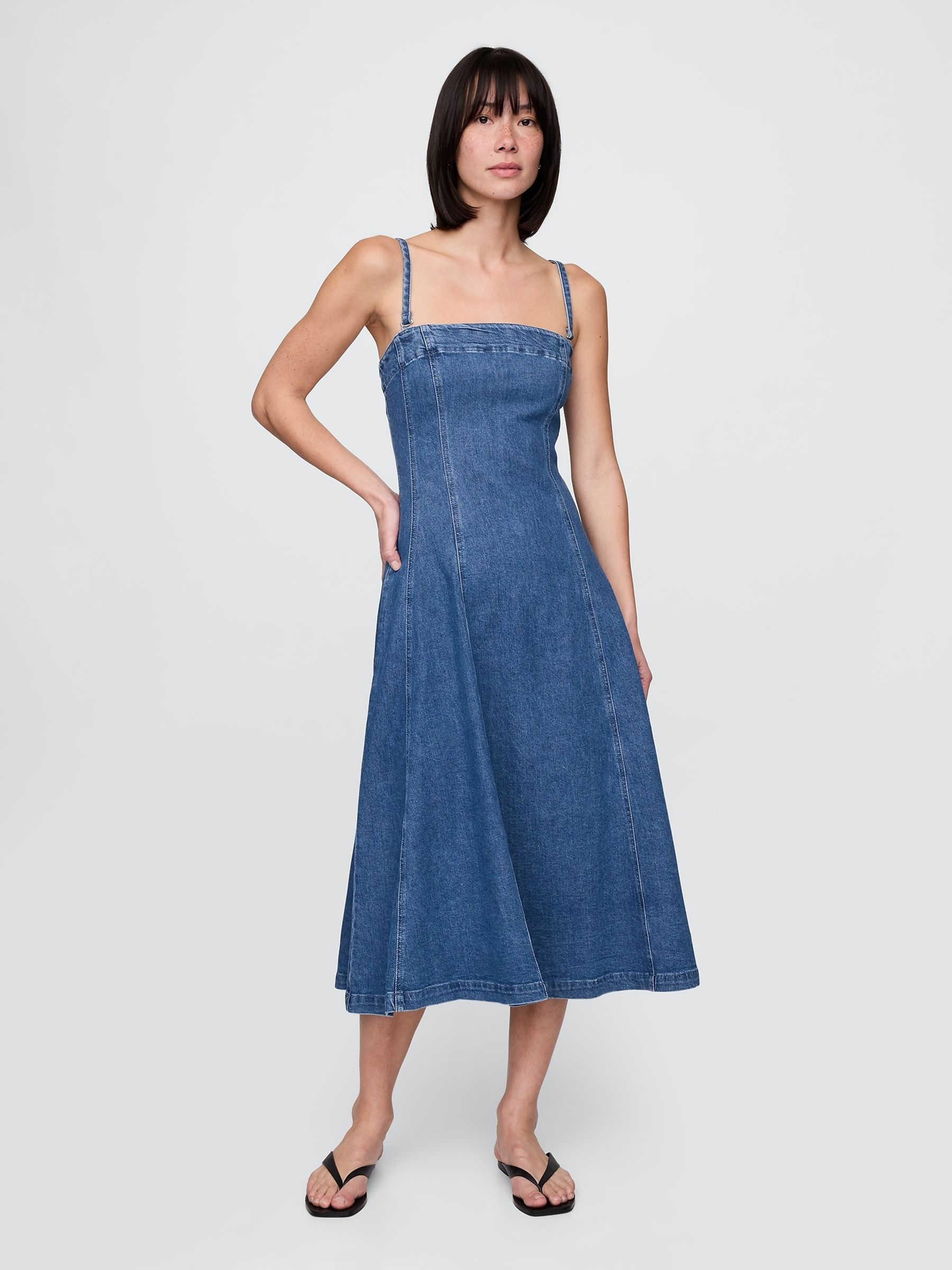 Blue Denim Midi Dress - Image 1 of 5