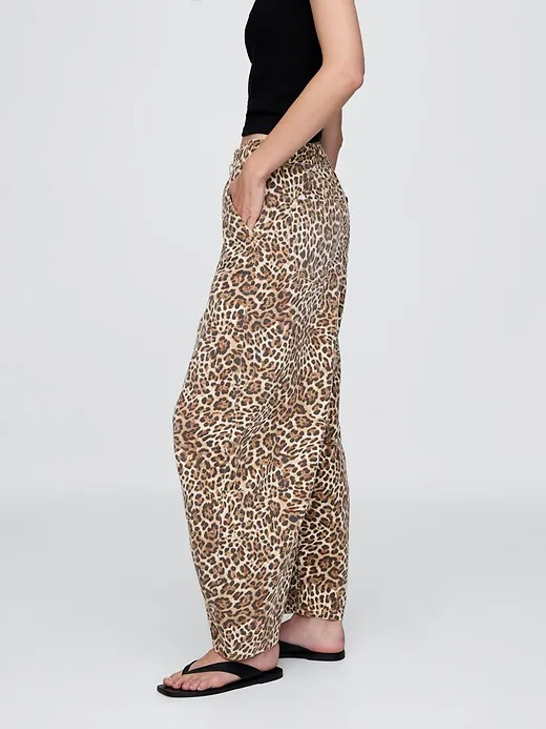 Brown Leopard Print Easy High Waisted Horseshoe Jeans - Image 3 of 4